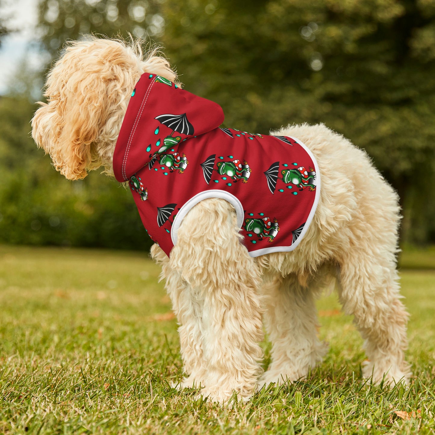 Rainy Day Frog Red Dog Hoodie