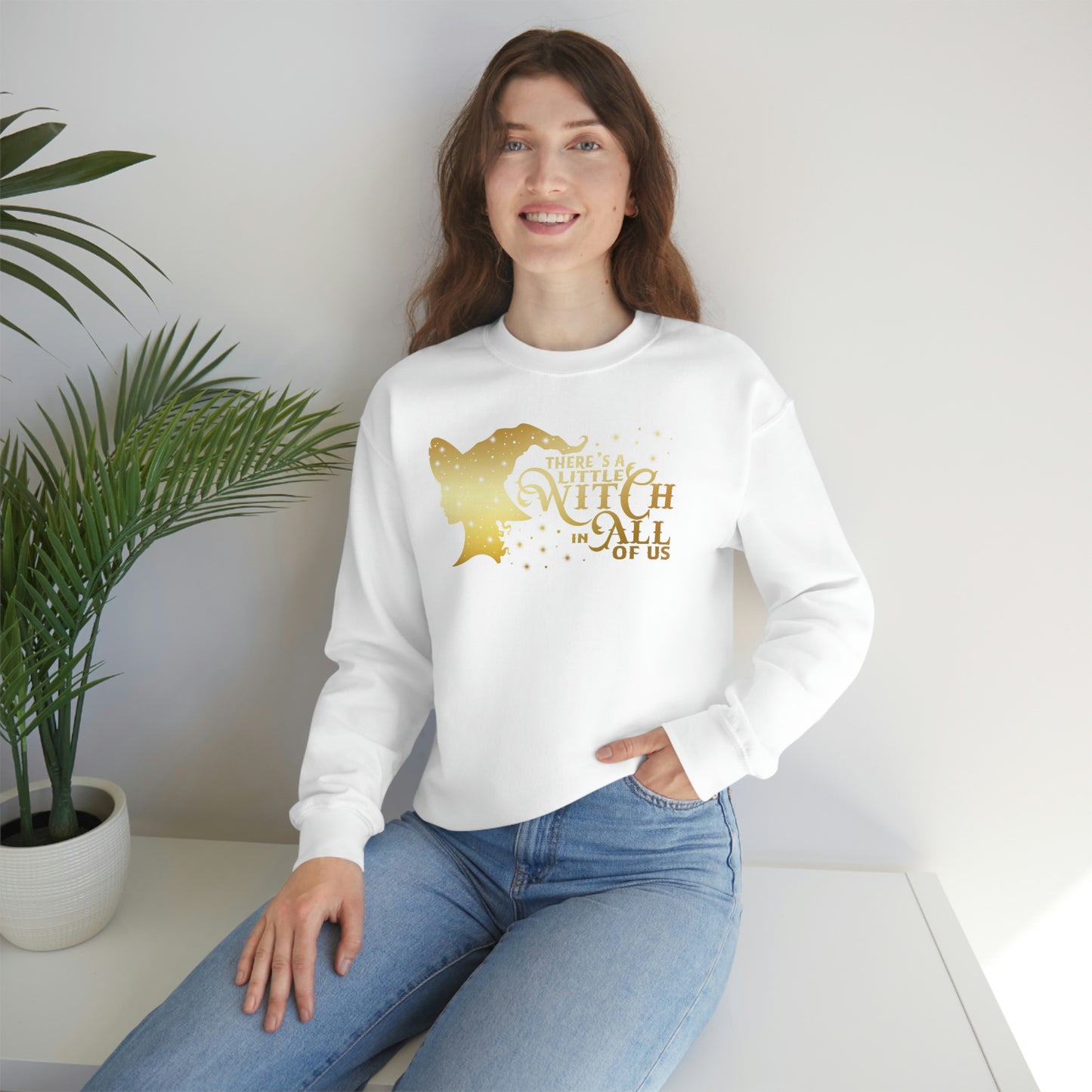 Witch In All of Us Gold Font Black unisex heavy blend crewneck sweatshirt