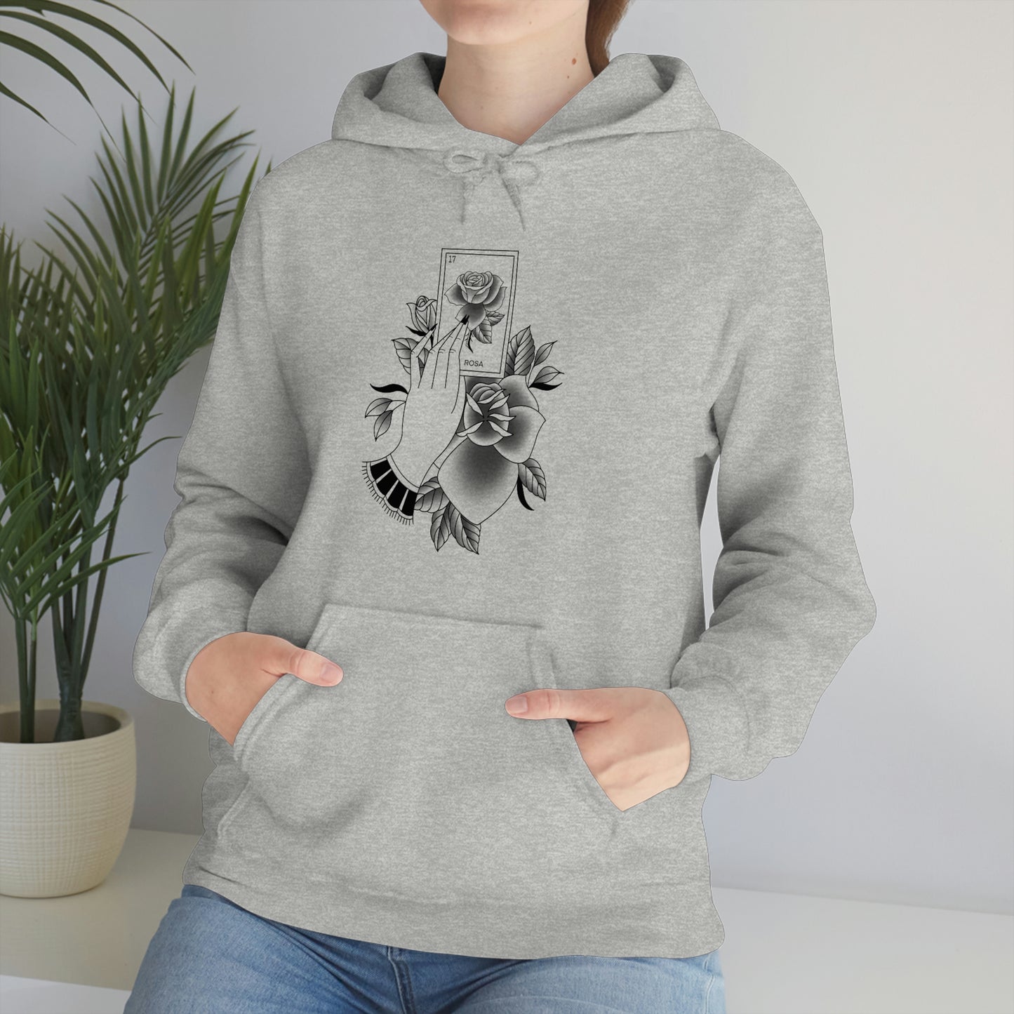 Rosa Card Black Shaded Unisex Heavy Blend™ Hooded Sweatshirt