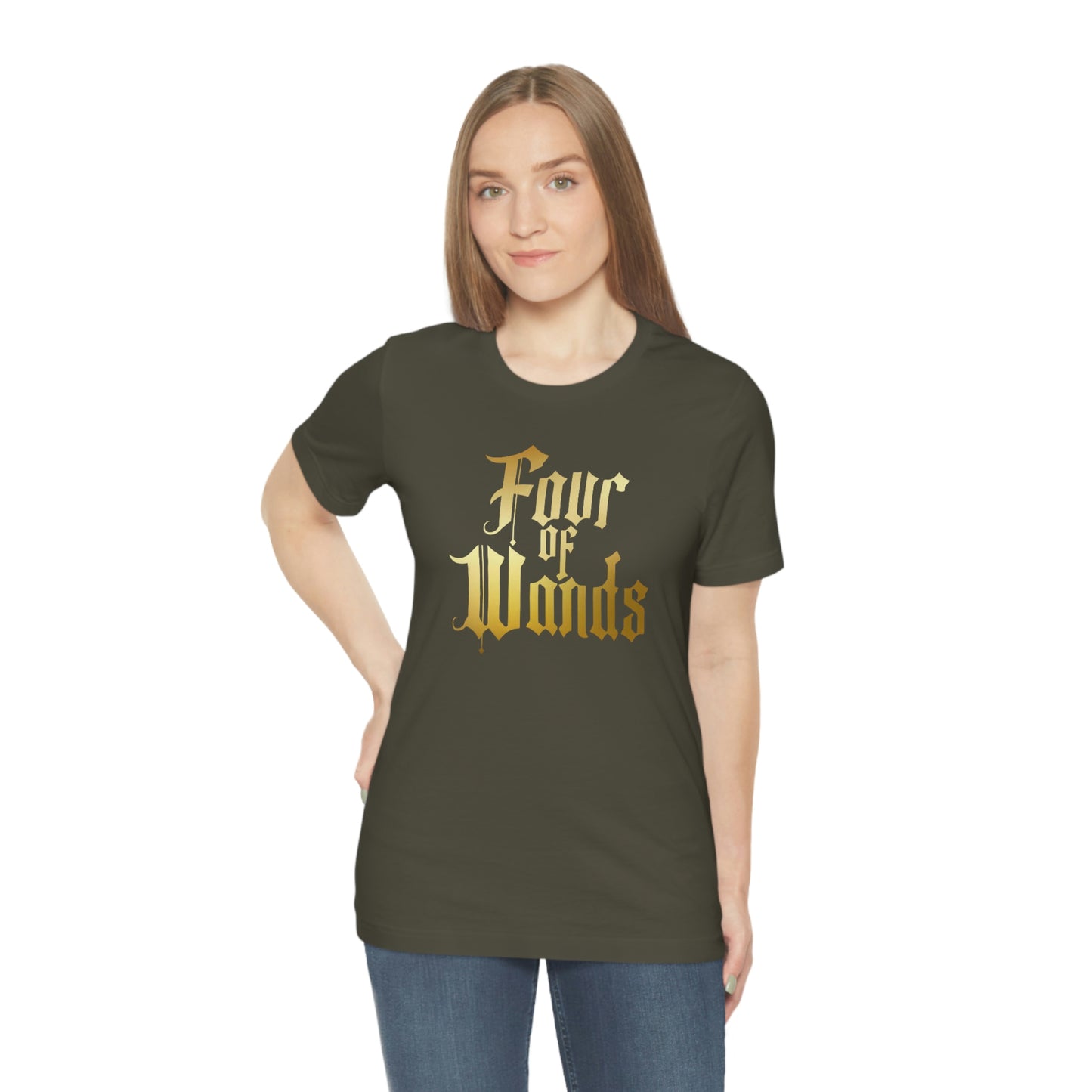 Four of Wands Gold Logo Unisex Jersey Short Sleeve Tee