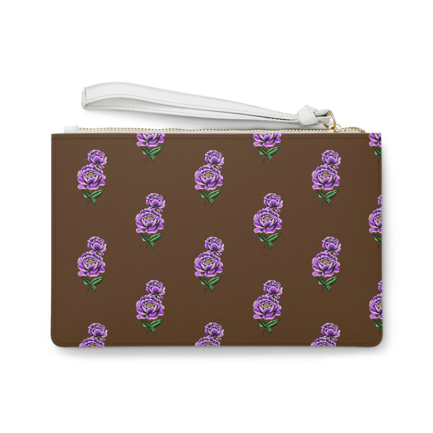 Flower, Brown Clutch Bag