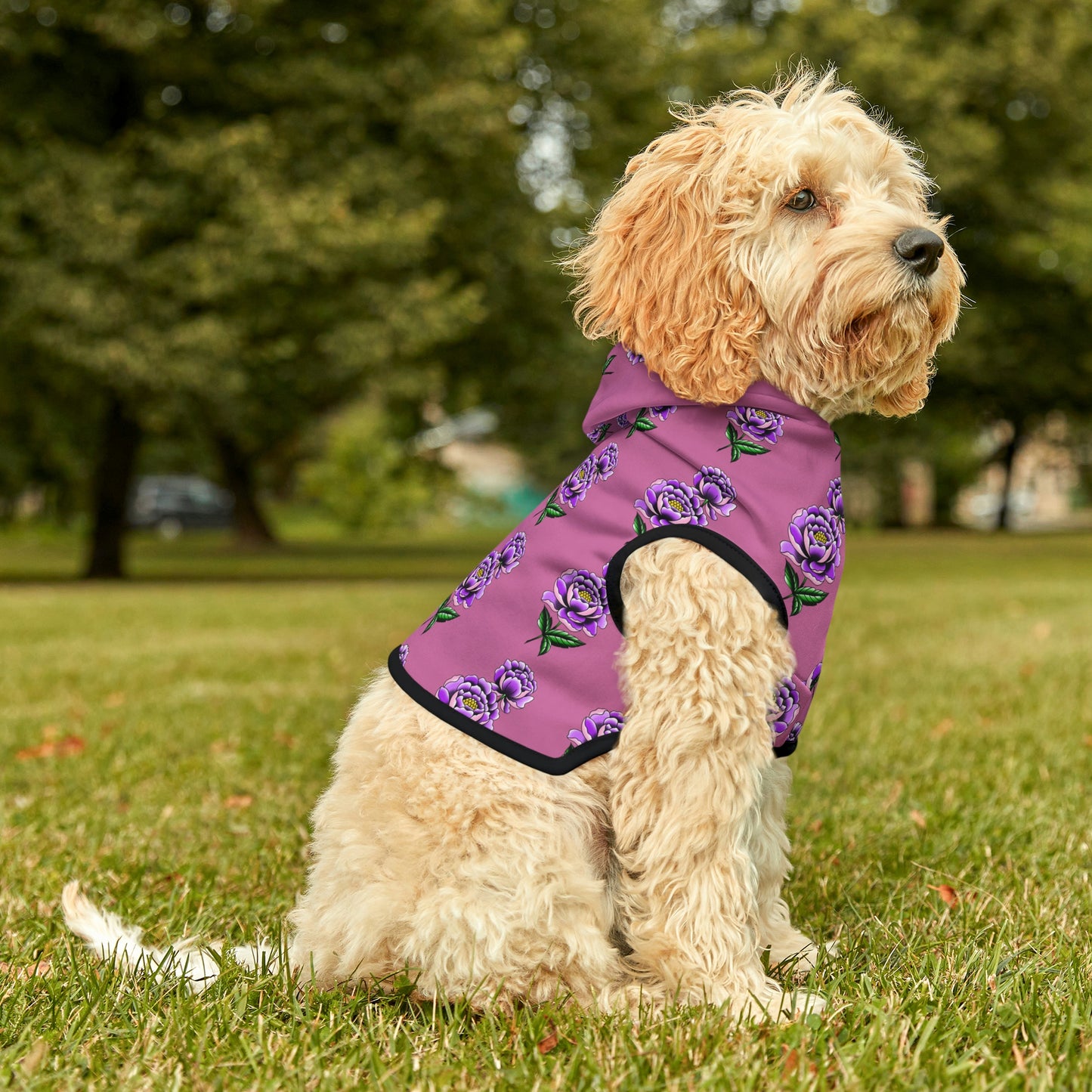 Flower Pattern Lt Pink Dog Hoodie