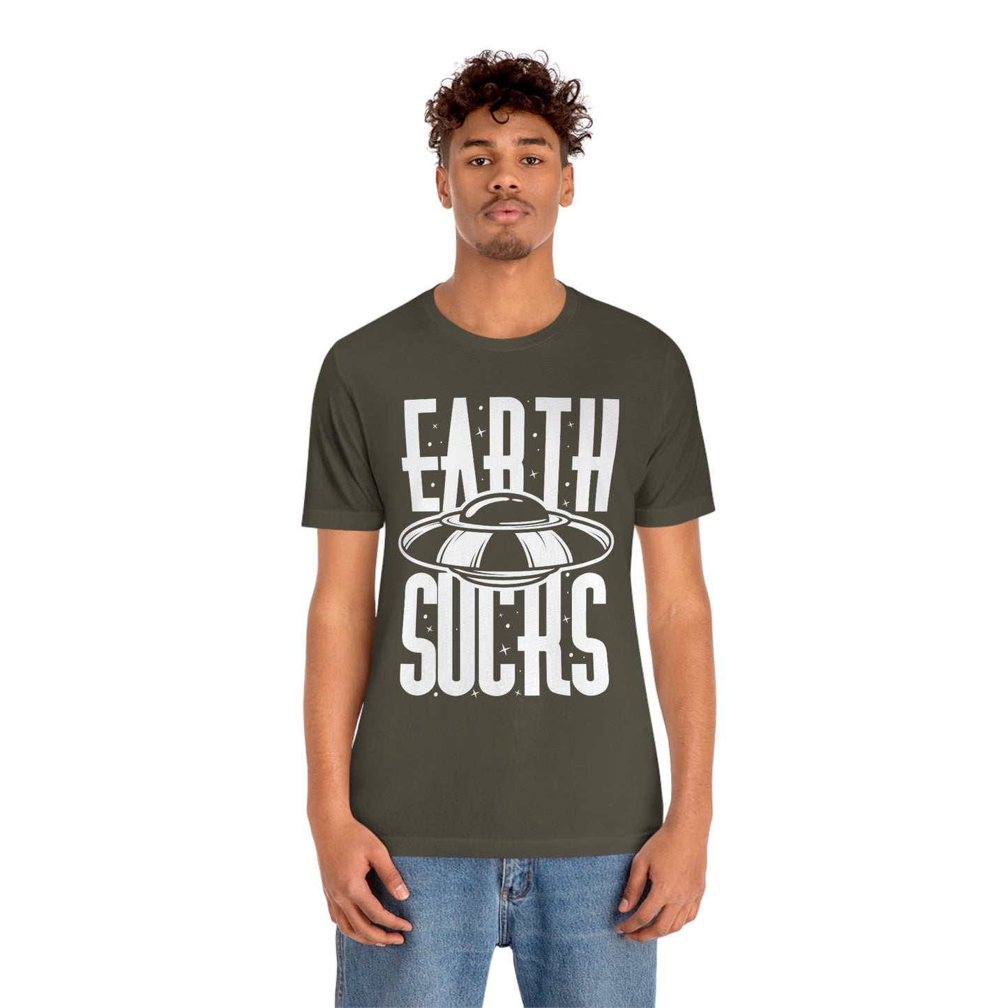 Earth Sucks White Font Unisex Jersey Short Sleeve Tee