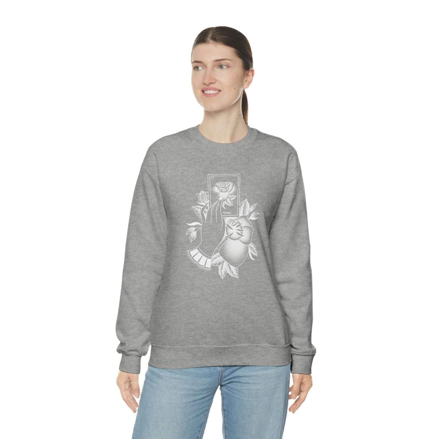 Rosa Card Shaded White unisex heavy blend crewneck sweatshirt