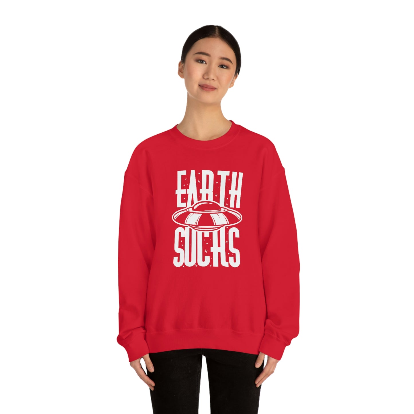 Earth Sucks White Font unisex heavy blend crewneck sweatshirt