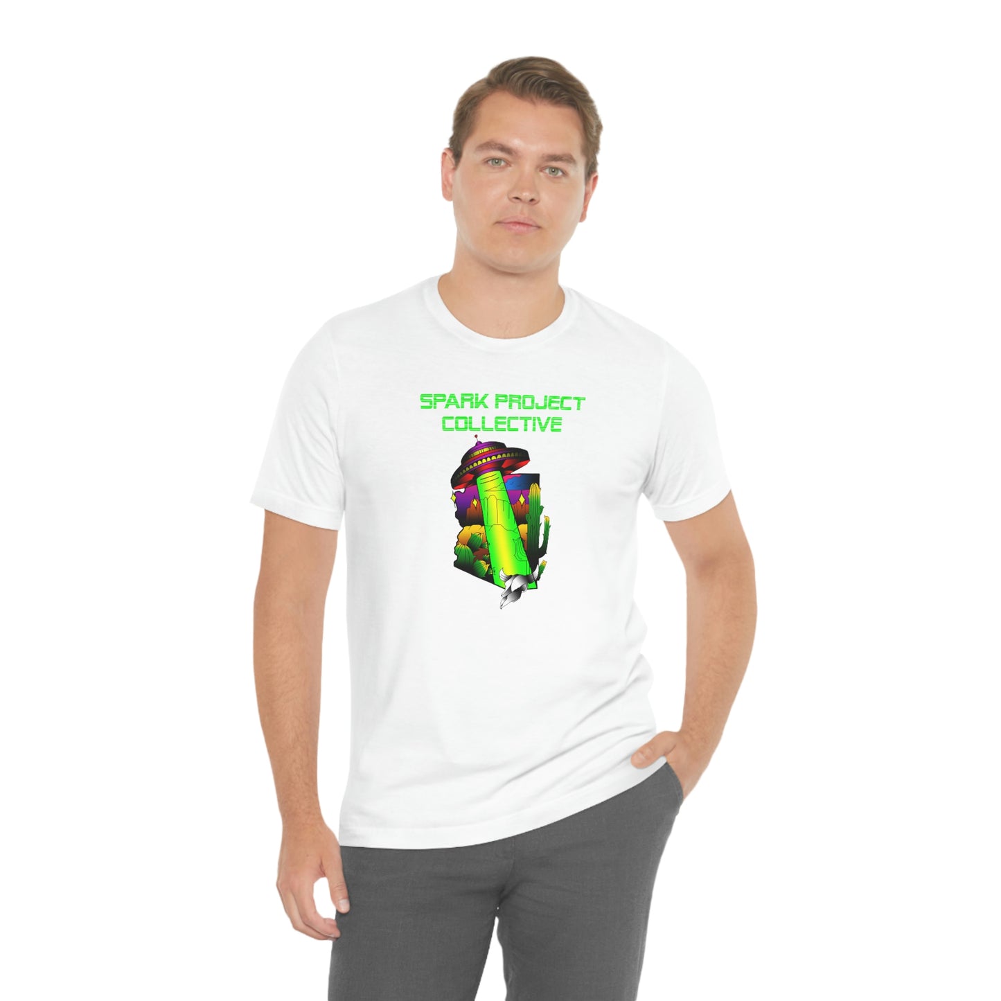 UFO Spark Green Font unisex jersey short sleeve tee