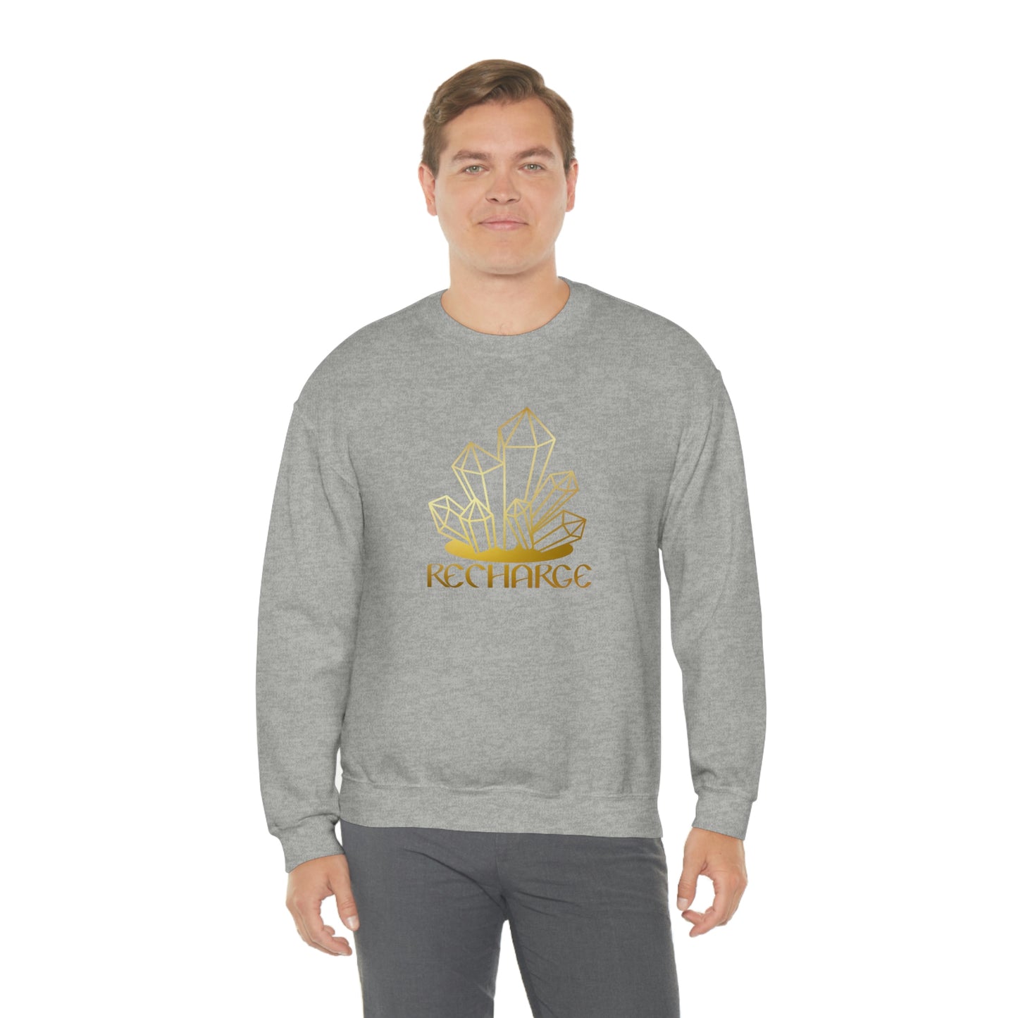 Recharge Gold Font Black unisex heavy blend crewneck sweatshirt