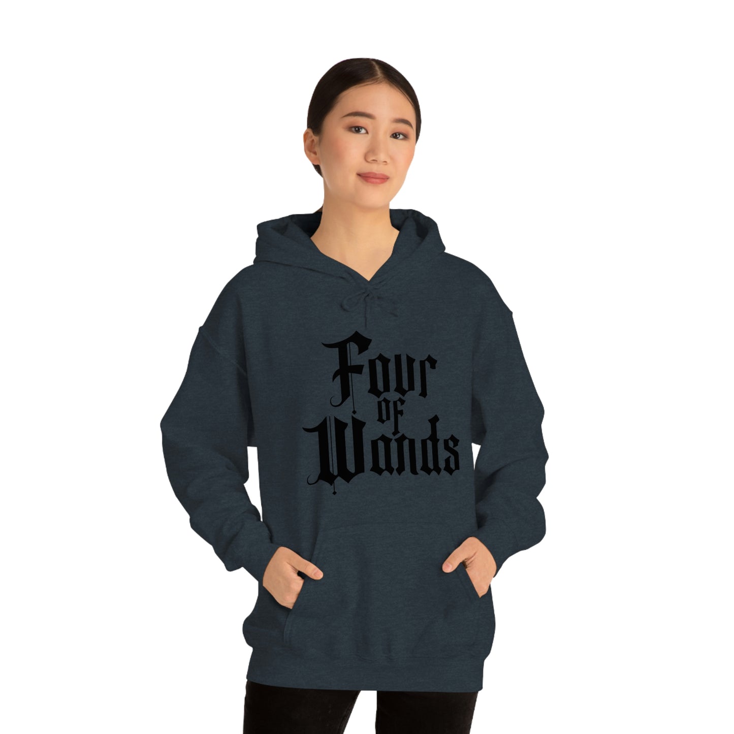 Four of Wands Black Logo Unisex Heavy Blend™ Hooded Sweatshirt