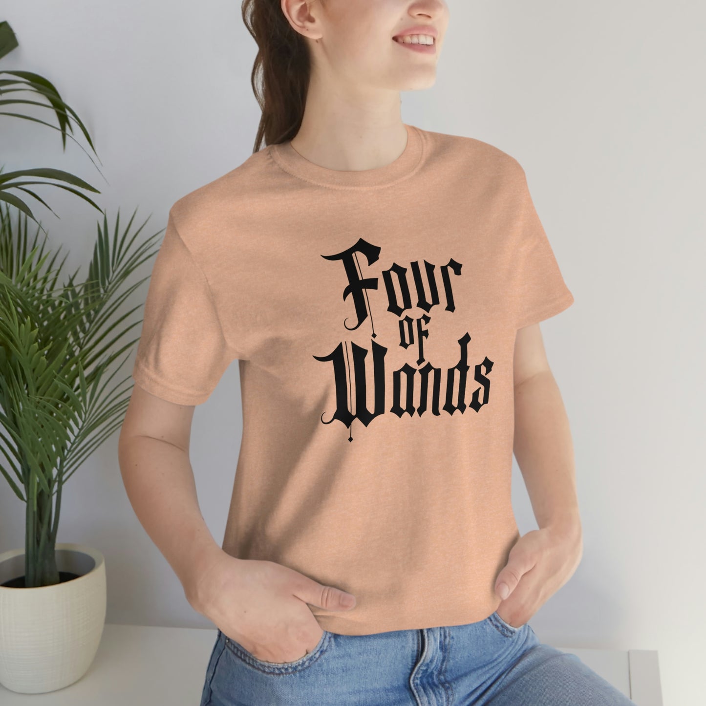 Four of Wands Black Logo Unisex Jersey Short Sleeve Tee