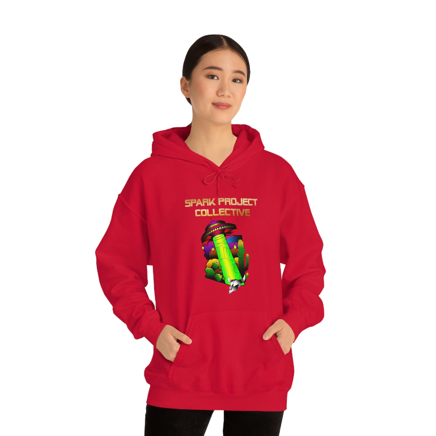 UFO Spark Gold Font Unisex Heavy Blend™ Hooded Sweatshirt