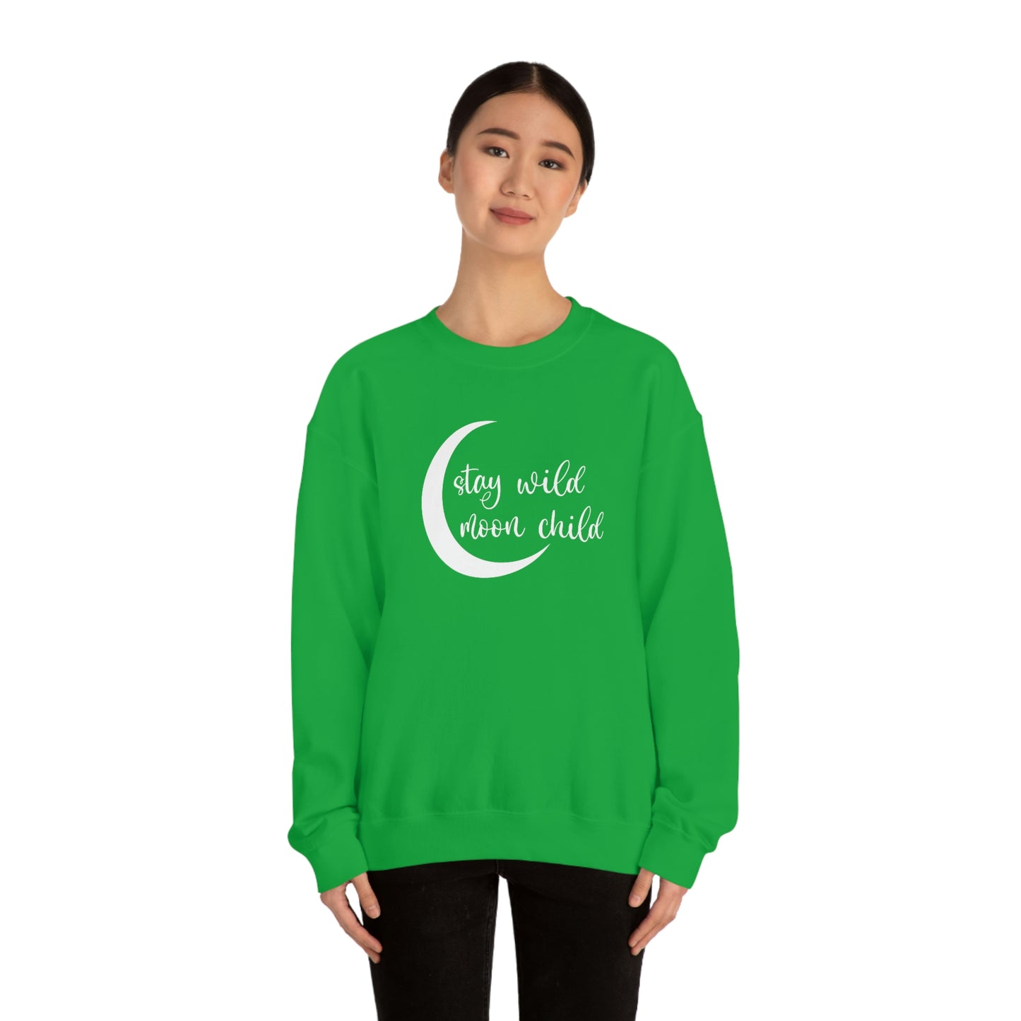 Stay Wild Moon Child White Font unisex heavy blend crewneck sweatshirt