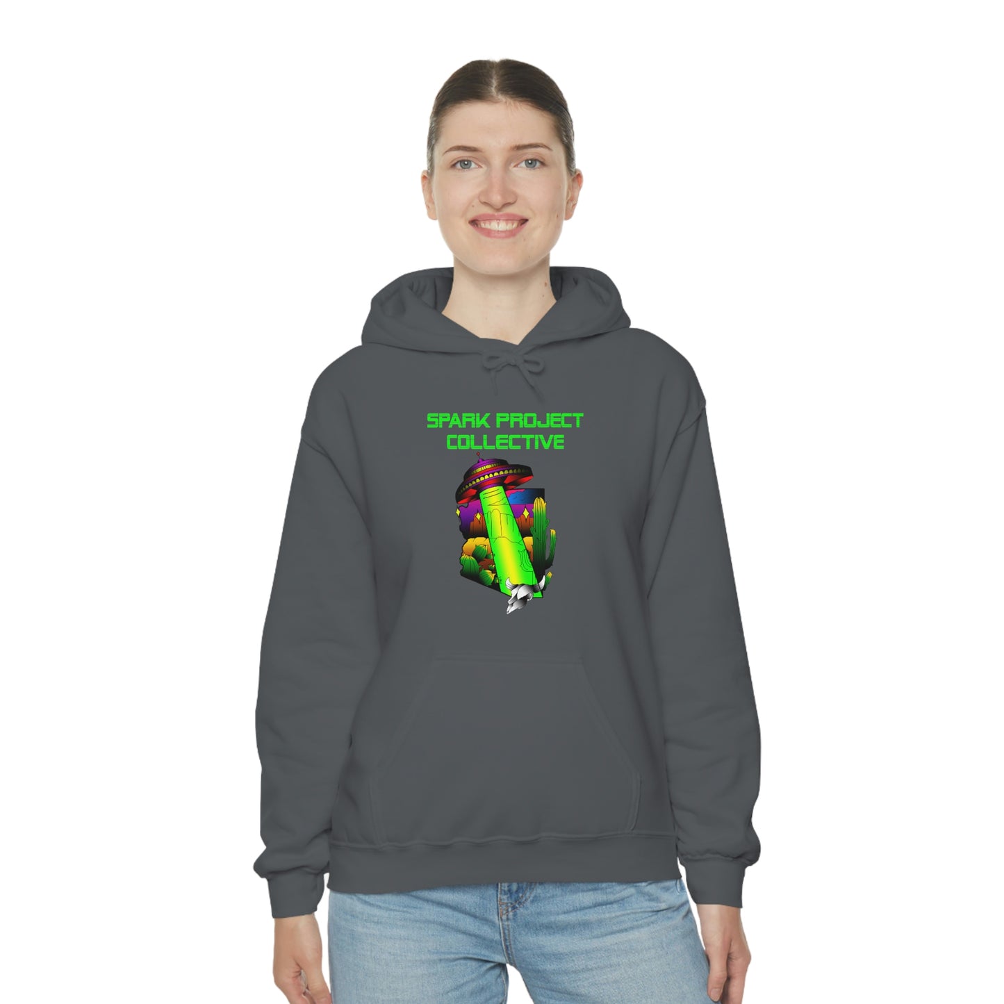 UFO Spark Green Font Unisex Heavy Blend™ Hooded Sweatshirt