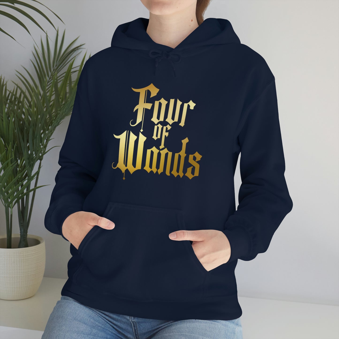 Four of Wands Gold Logo Unisex Heavy Blend™ Hooded Sweatshirt