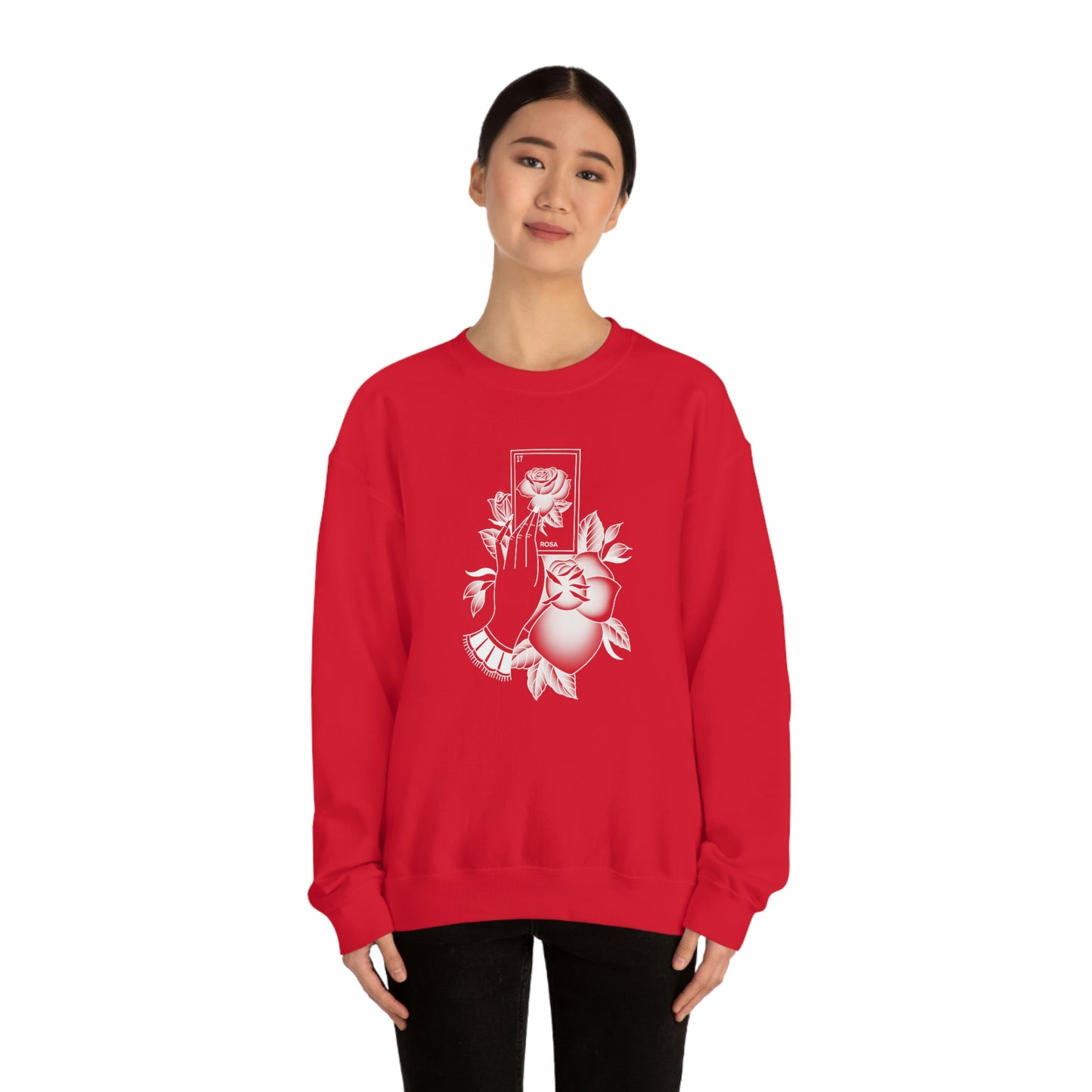 Rosa Card Shaded White unisex heavy blend crewneck sweatshirt