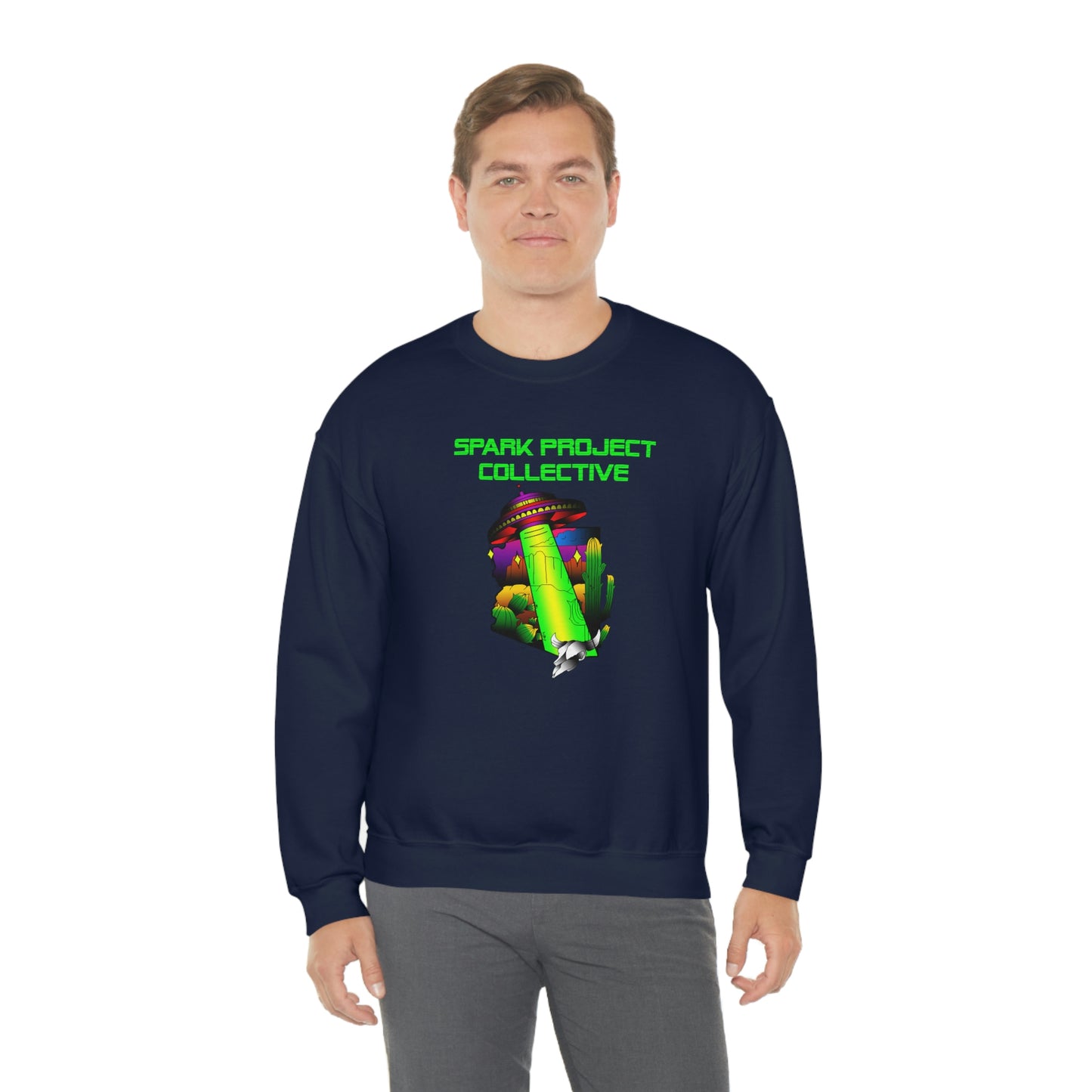 UFO Spark Green Font unisex heavy blend crewneck sweatshirt