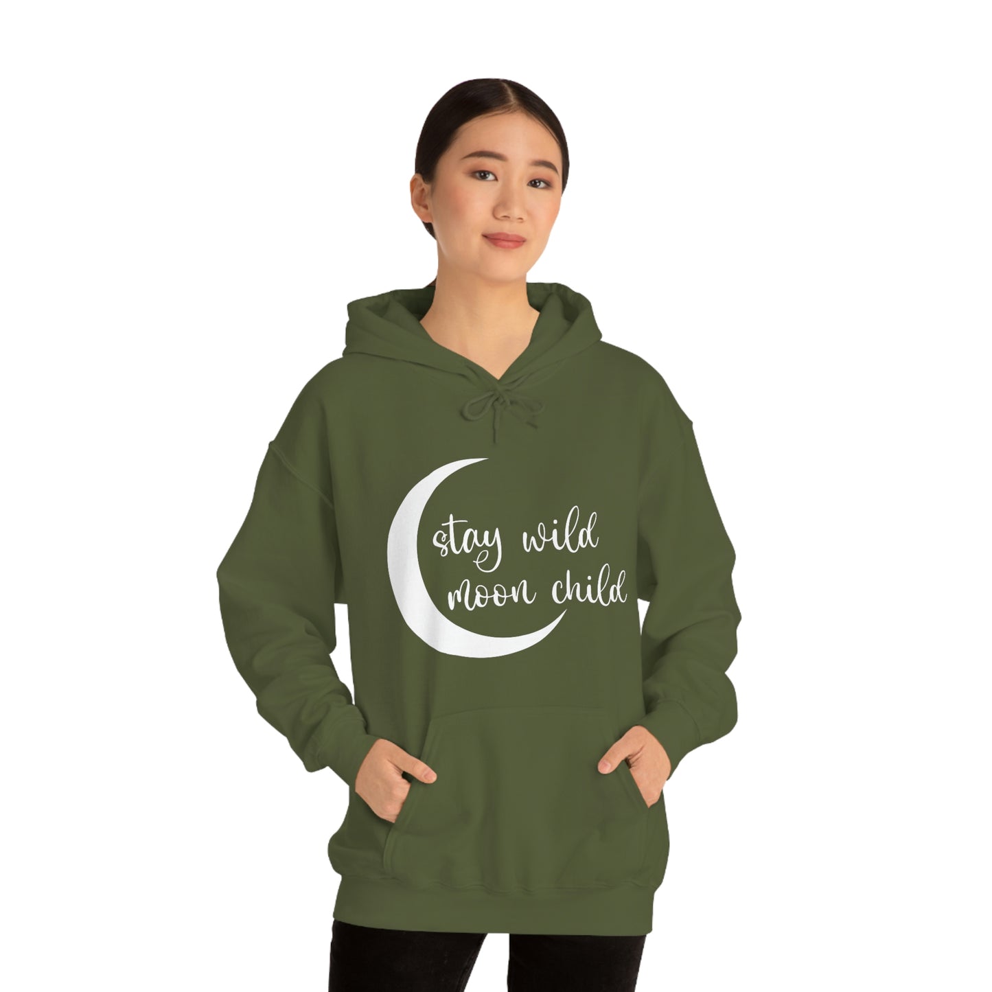 Stay Wild Moon Child White Font Unisex Heavy Blend™ Hooded Sweatshirt