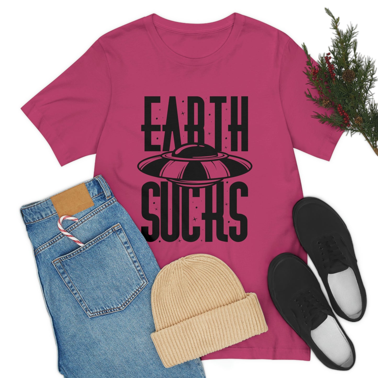 Earth Sucks Black Font Unisex Jersey Short Sleeve Tee