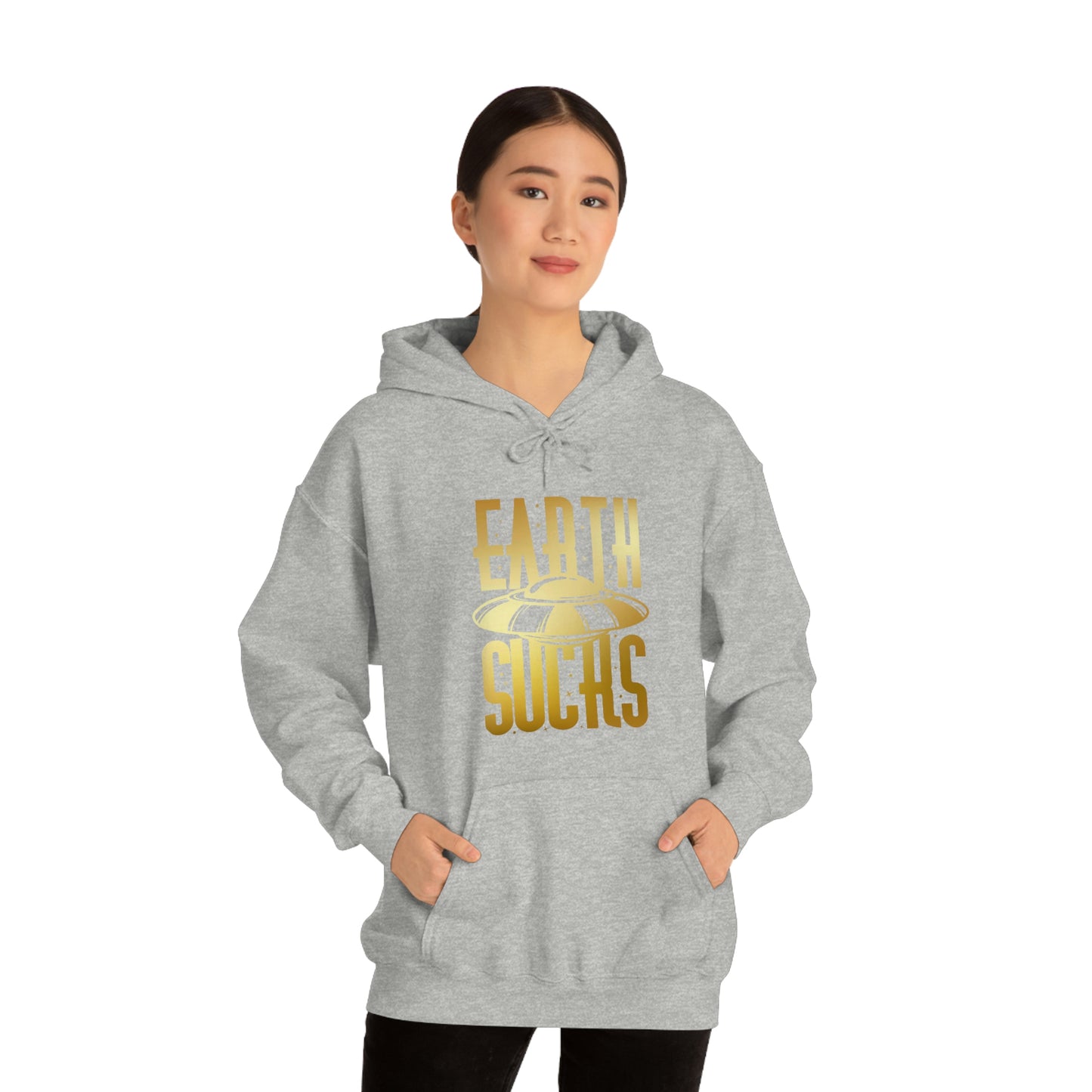 Earth Sucks Gold Font Unisex Heavy Blend™ Hooded Sweatshirt