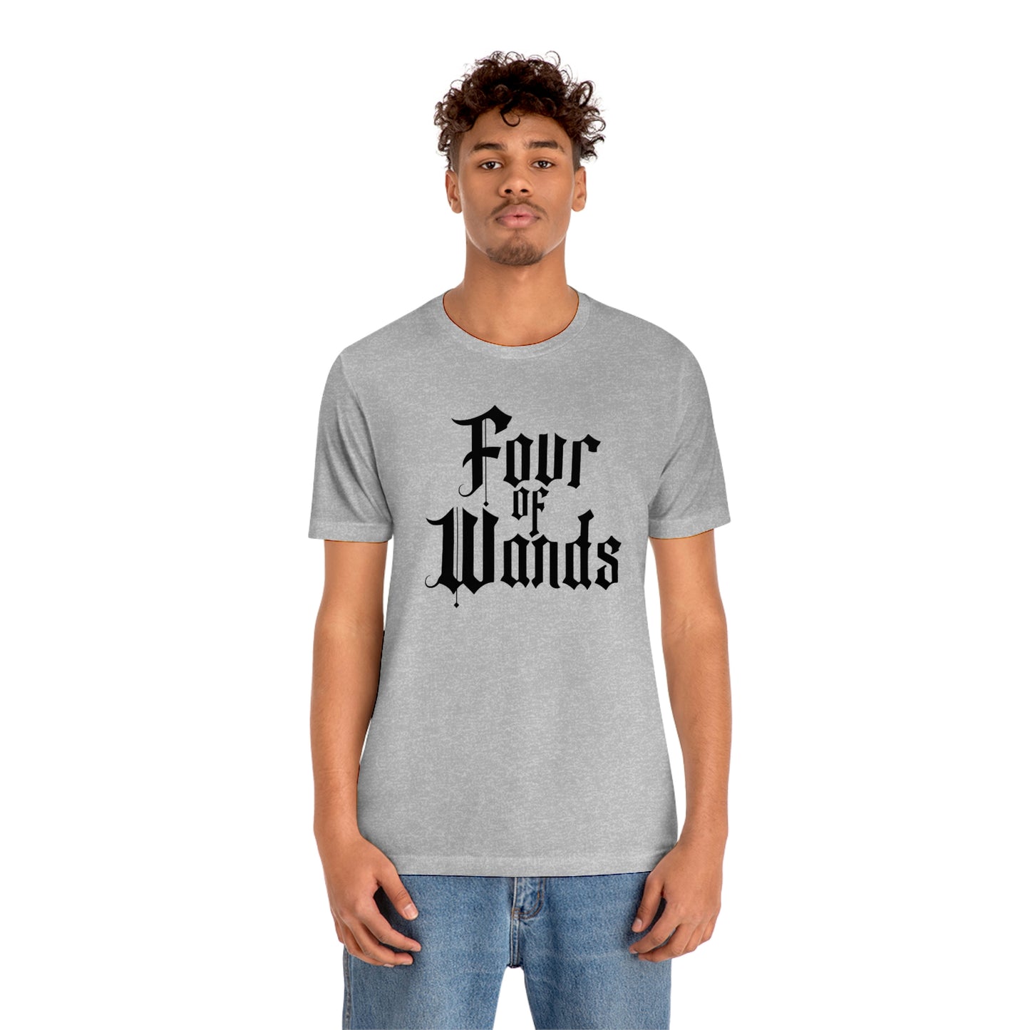 Four of Wands Black Logo Unisex Jersey Short Sleeve Tee