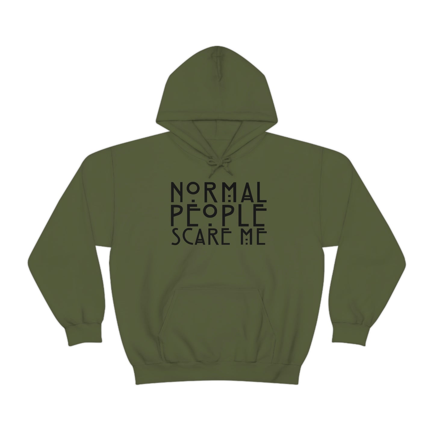 Normal People Scare Me Black Font Unisex Heavy Blend™ Hooded Sweatshirt