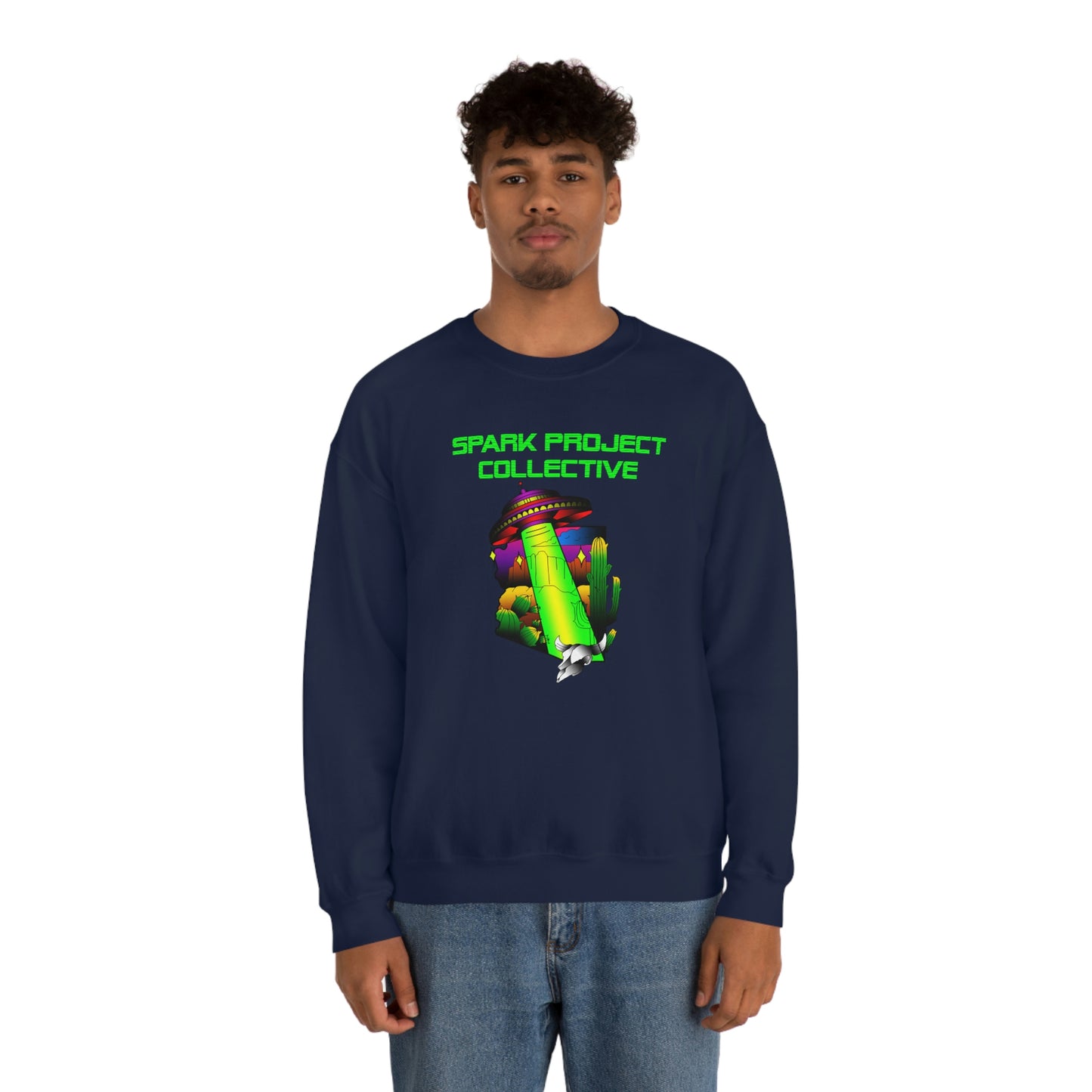 UFO Spark Green Font unisex heavy blend crewneck sweatshirt