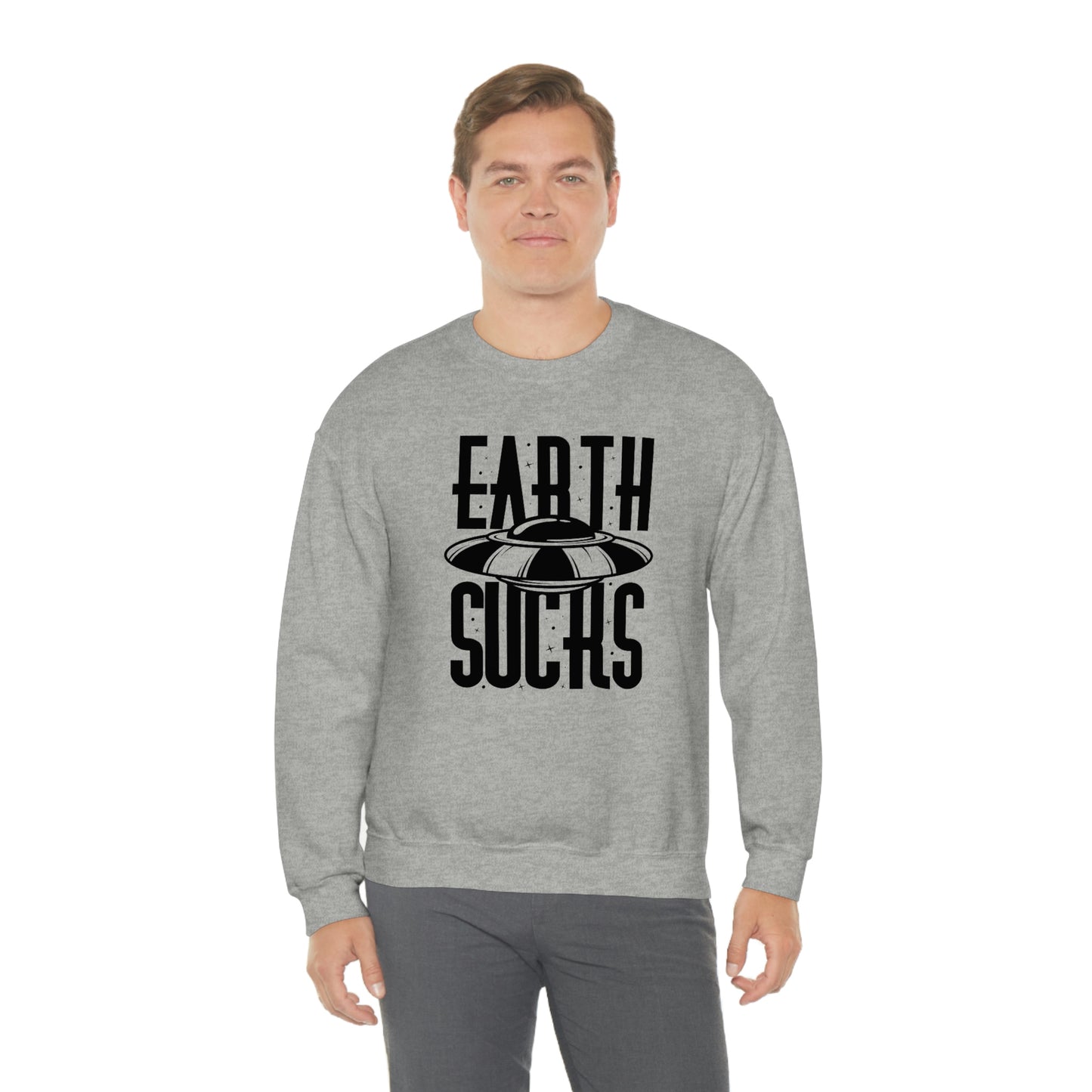 Earth Sucks Black Font unisex heavy blend crewneck sweatshirt