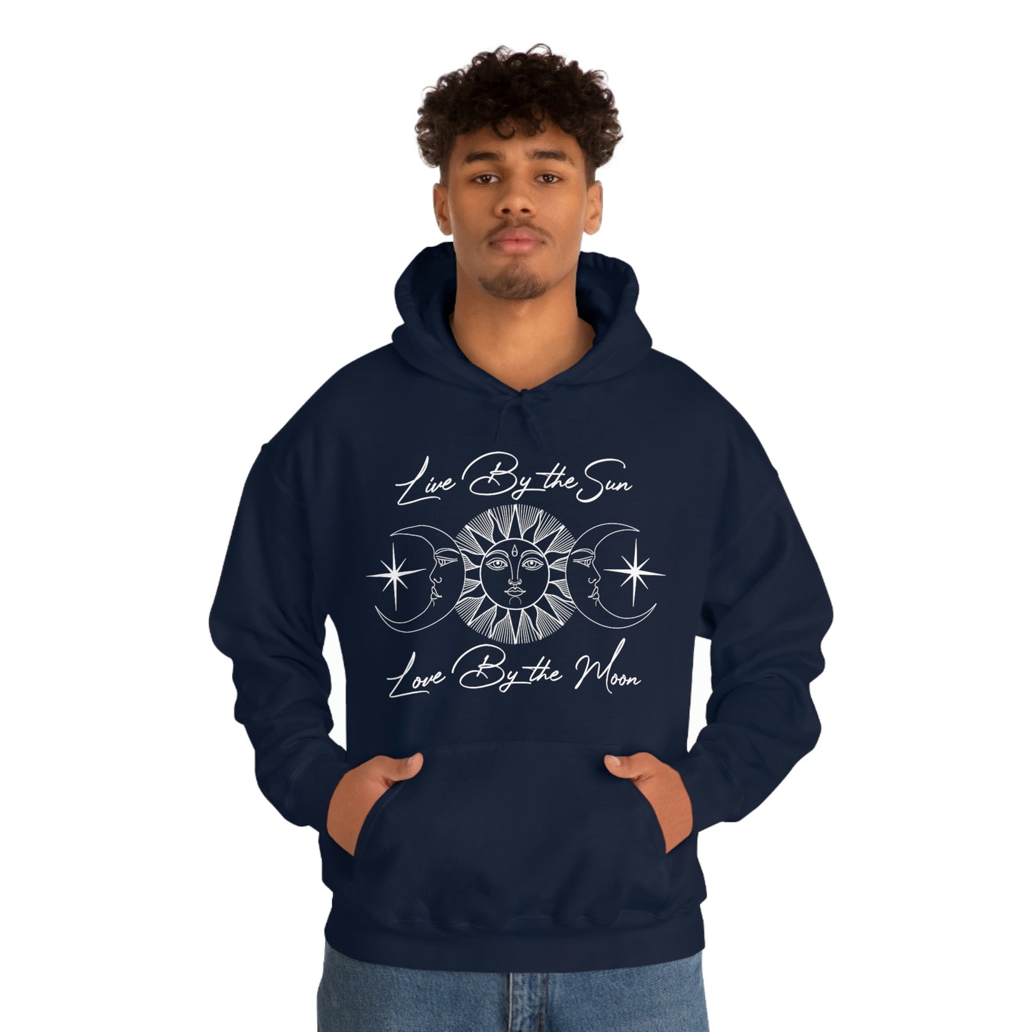 Live By the Sun White Font Unisex Heavy Blend™ Hooded Sweatshirt