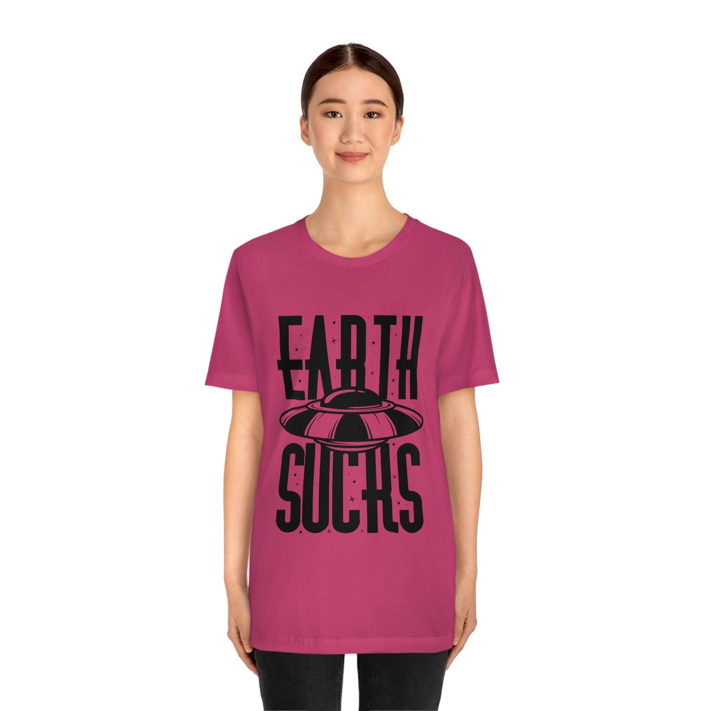 Earth Sucks Black Font Unisex Jersey Short Sleeve Tee