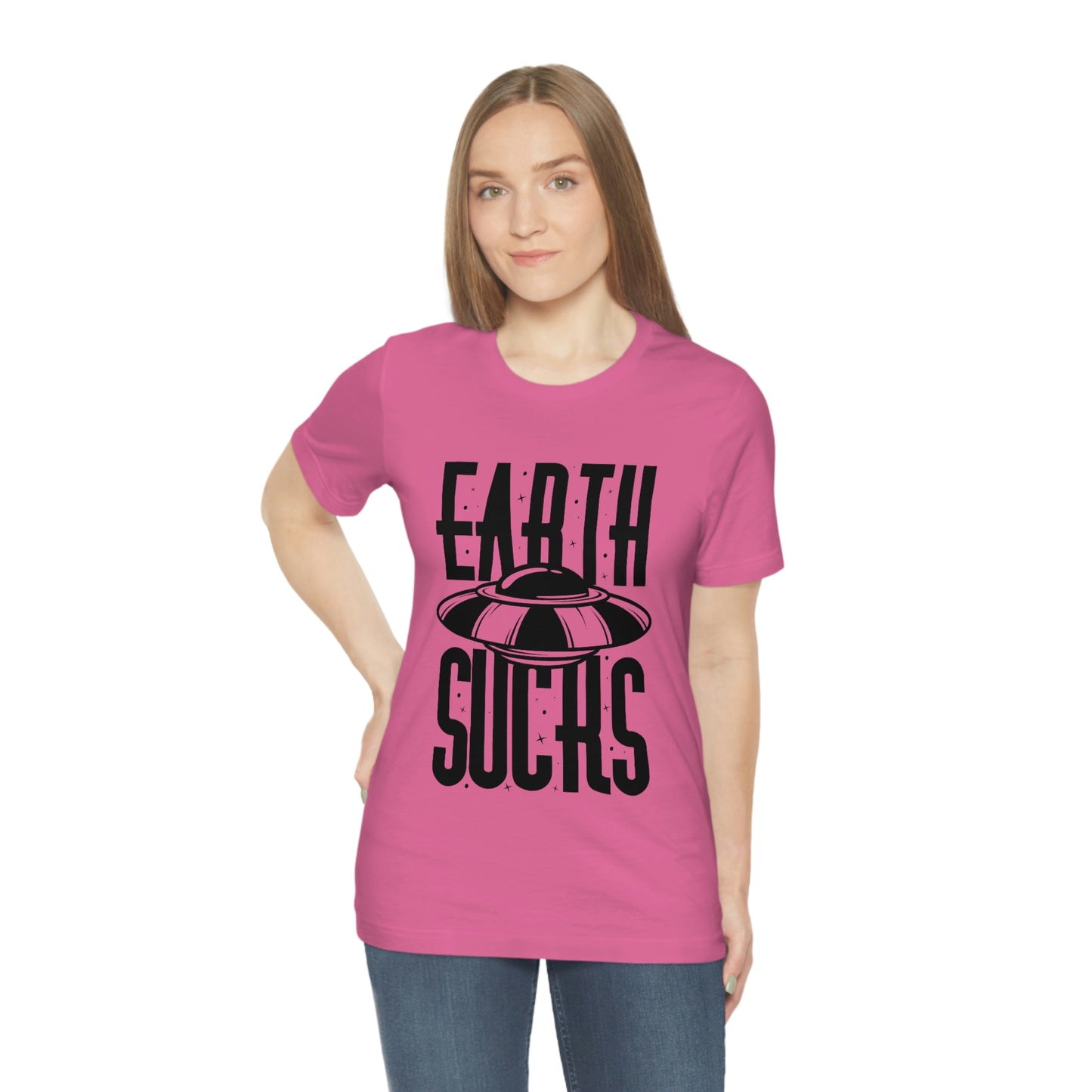 Earth Sucks Black Font Unisex Jersey Short Sleeve Tee