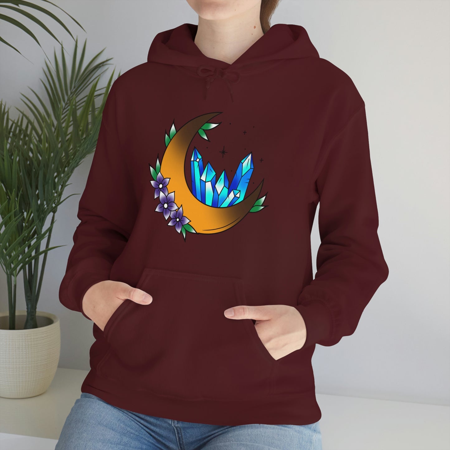 Blue Crystal Flower Unisex Heavy Blend™ Hooded Sweatshirt