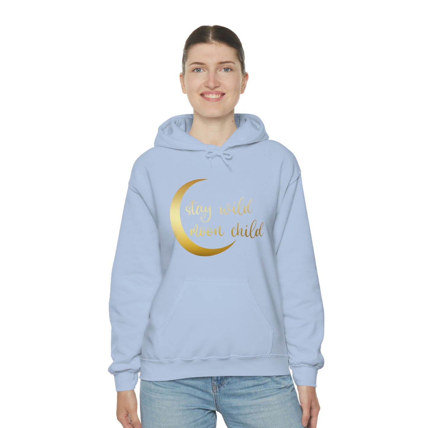 Stay Wild Moon Child Gold Font Unisex Heavy Blend™ Hooded Sweatshirt