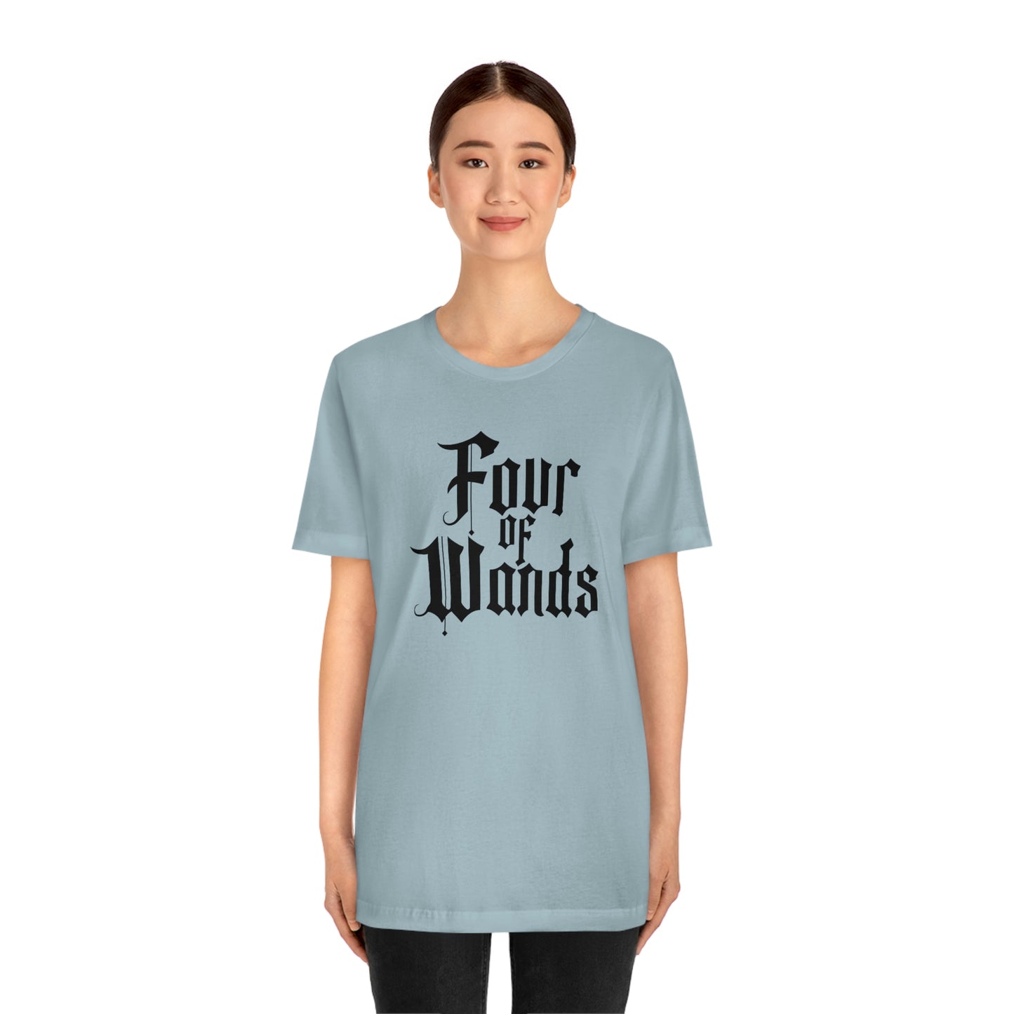 Four of Wands Black Logo Unisex Jersey Short Sleeve Tee