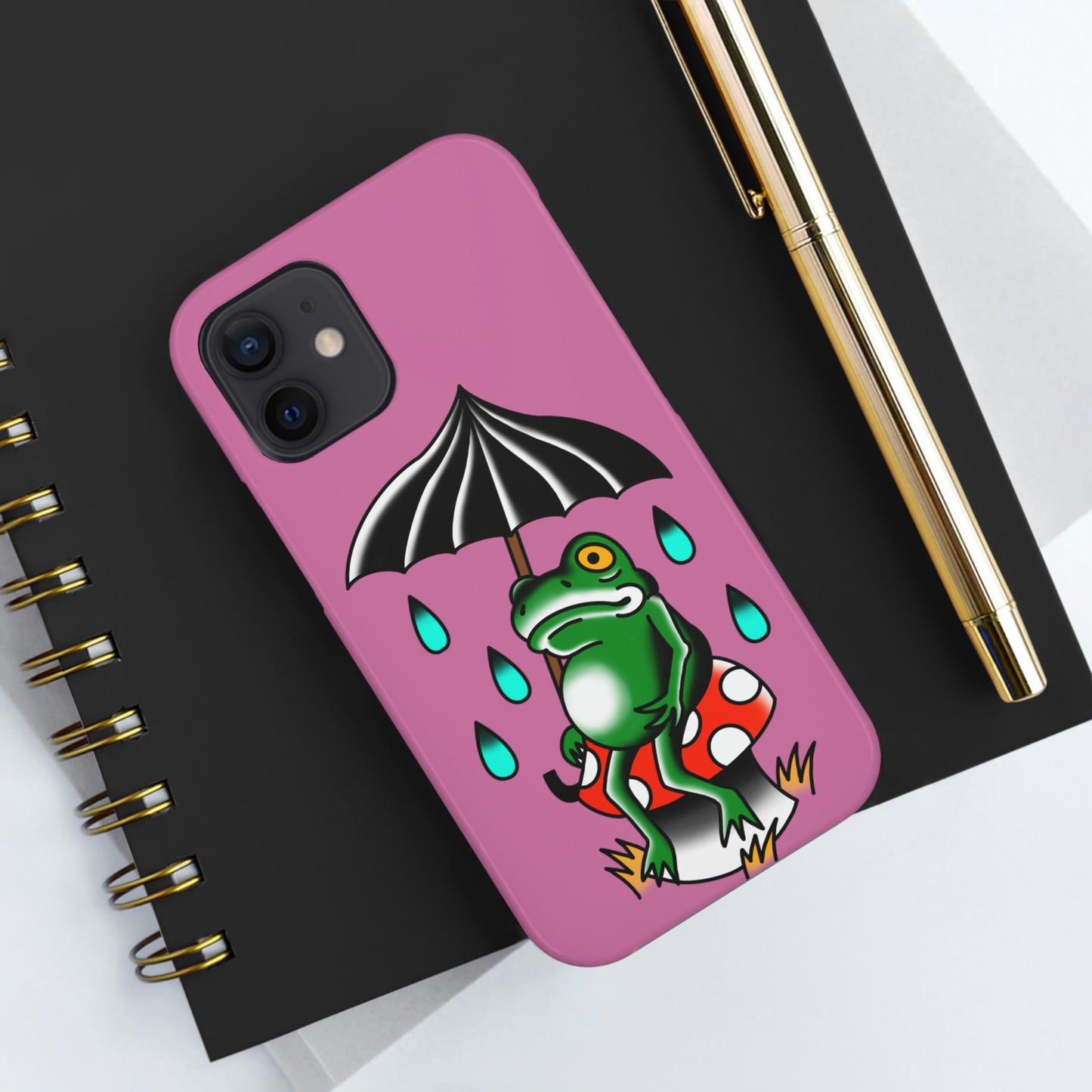 Rainy Day Frog Pink Tough Phone Cases, Case-Mate