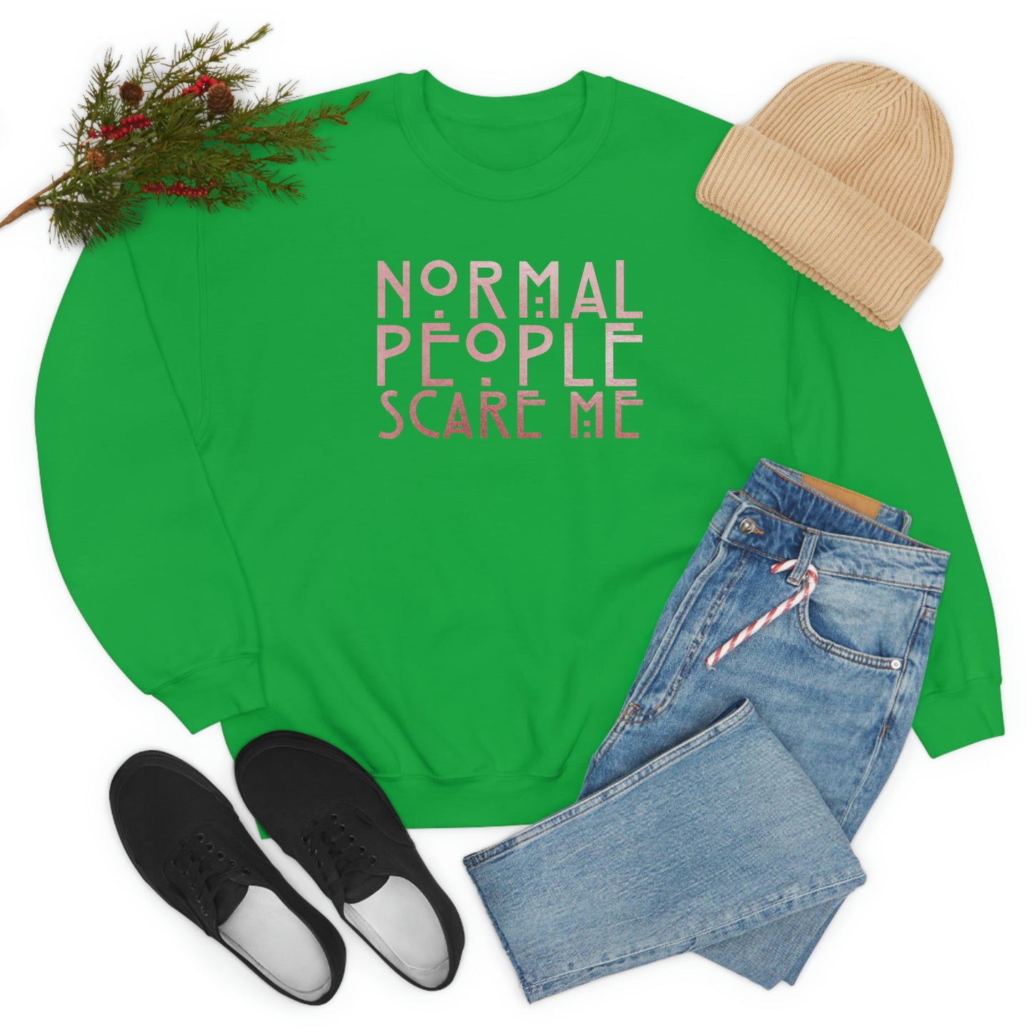 Normal People Scare Me Pink unisex heavy blend crewneck sweatshirt