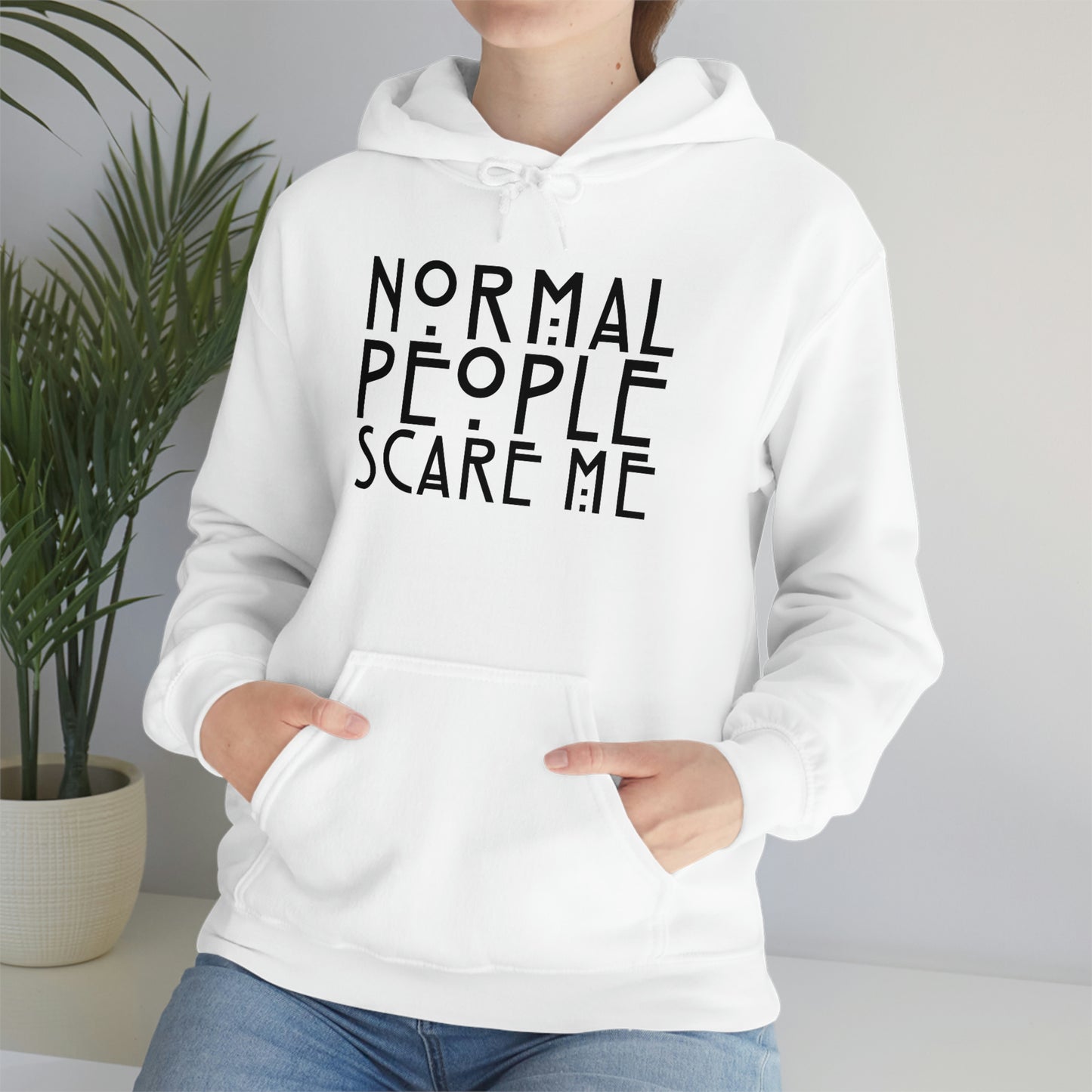 Normal People Scare Me Black Font Unisex Heavy Blend™ Hooded Sweatshirt