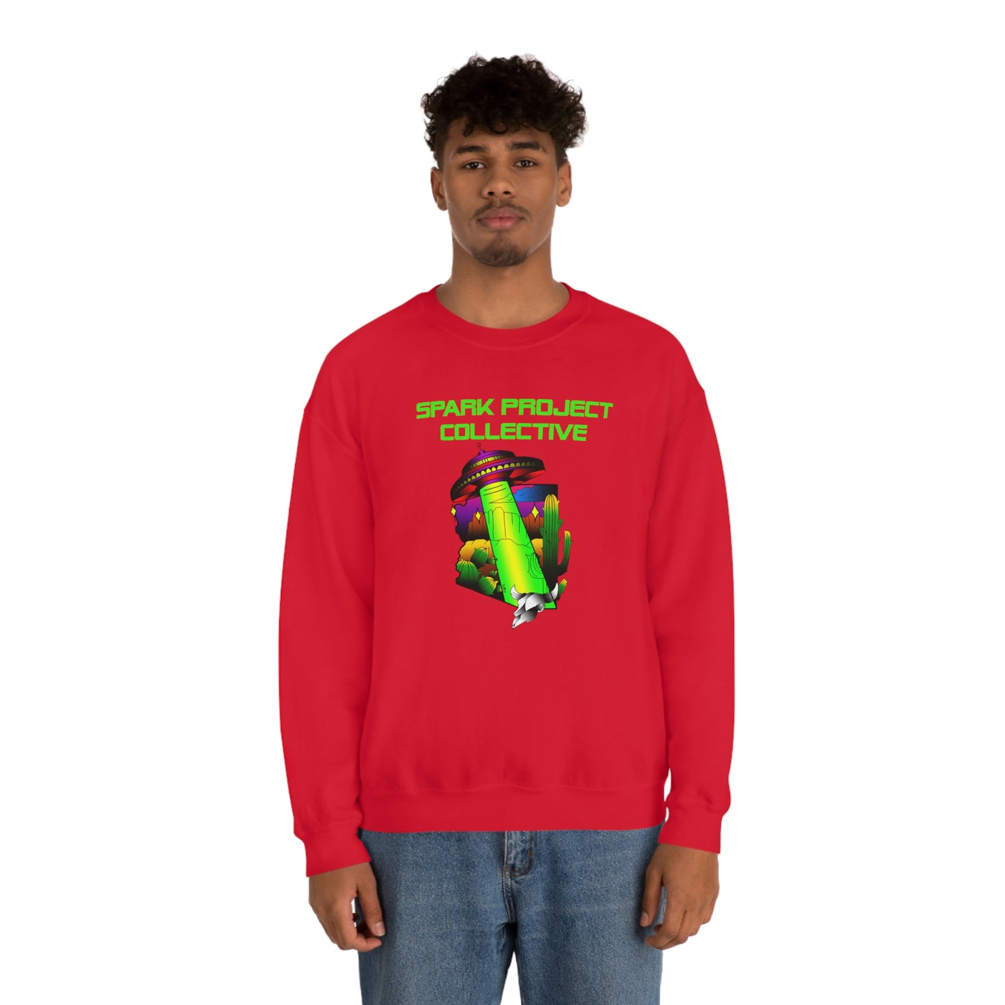 UFO Spark Green Font unisex heavy blend crewneck sweatshirt