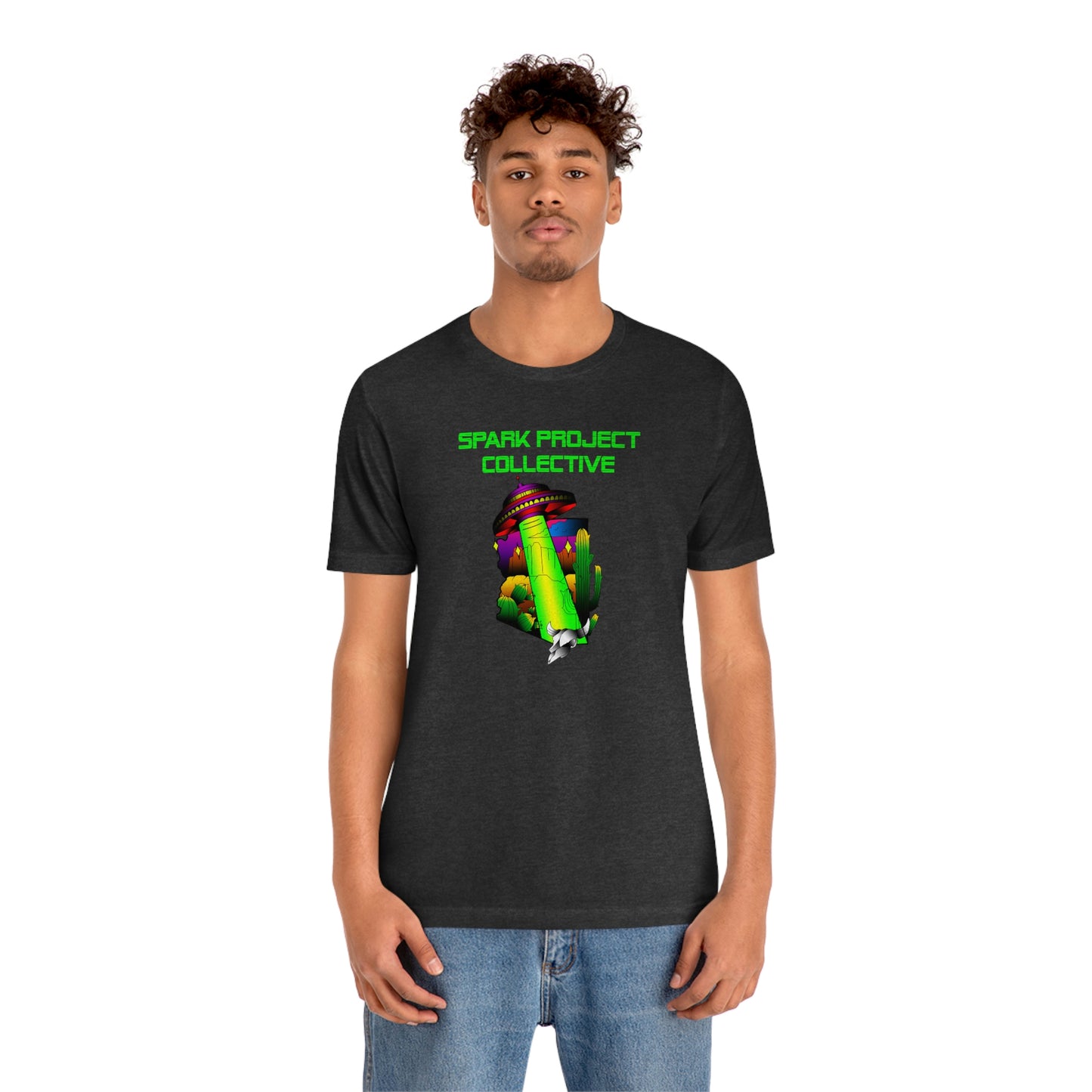 UFO Spark Green Font unisex jersey short sleeve tee