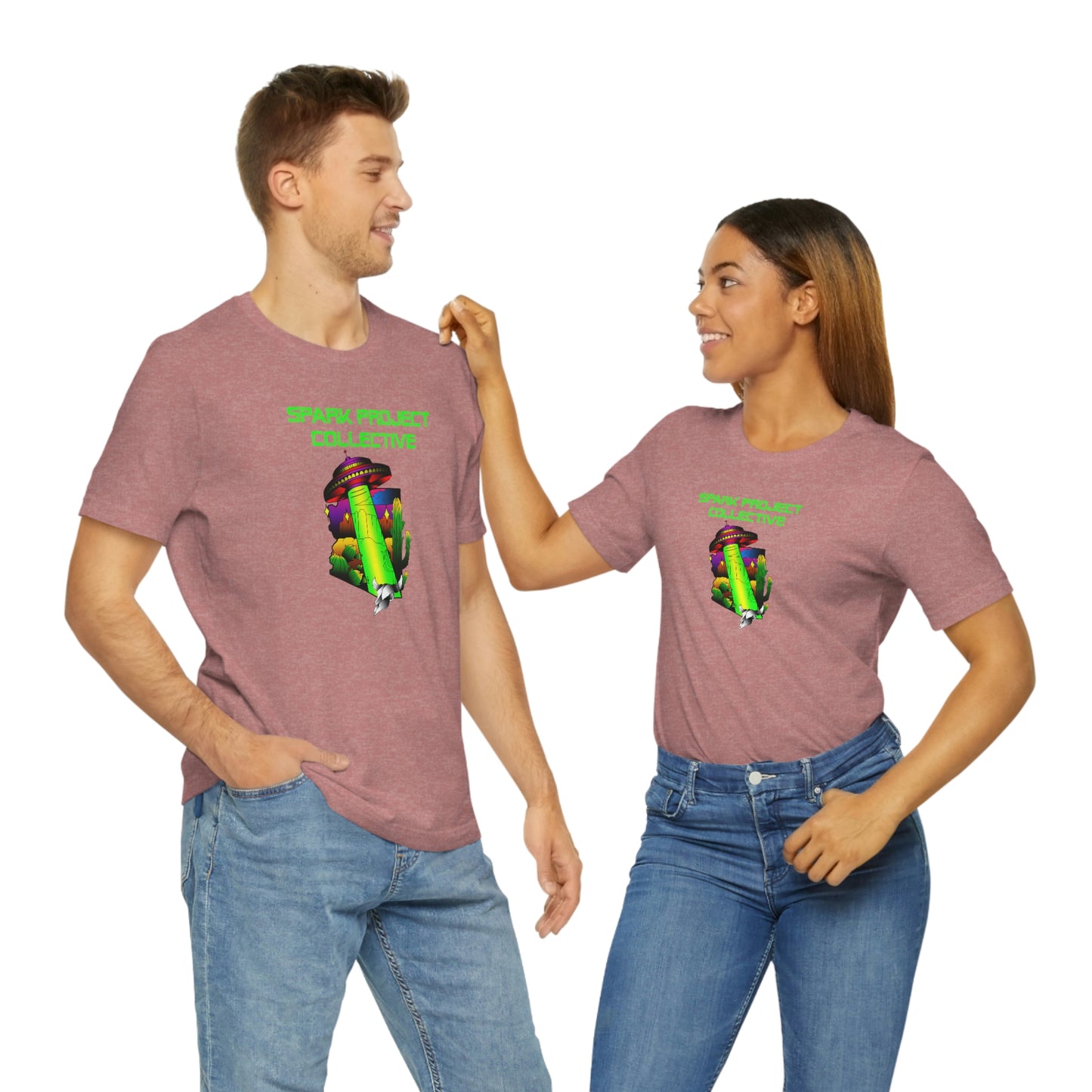 UFO Spark Green Font unisex jersey short sleeve tee