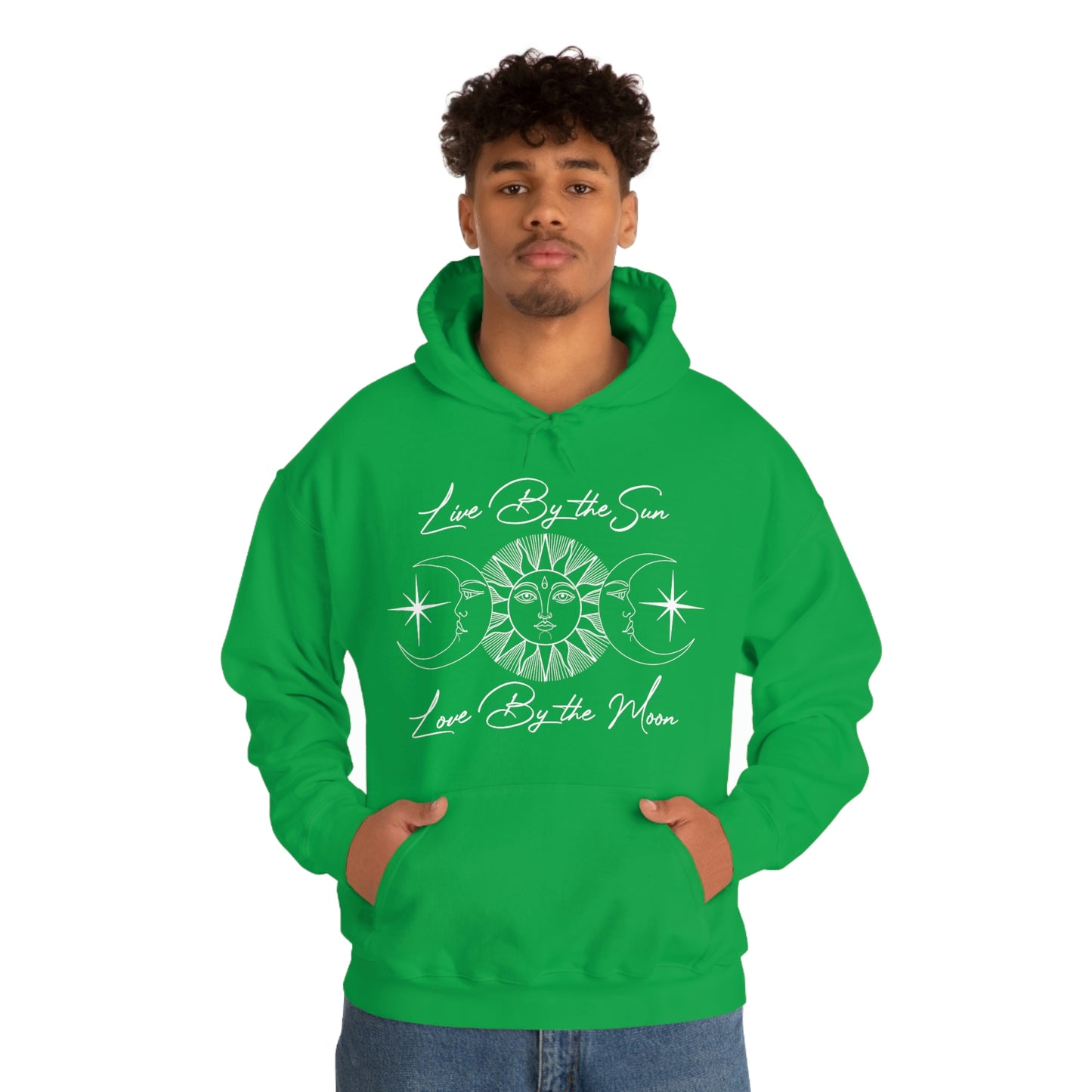 Live By the Sun White Font Unisex Heavy Blend™ Hooded Sweatshirt