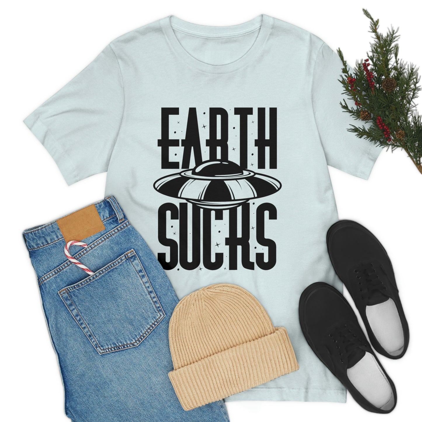 Earth Sucks Black Font Unisex Jersey Short Sleeve Tee