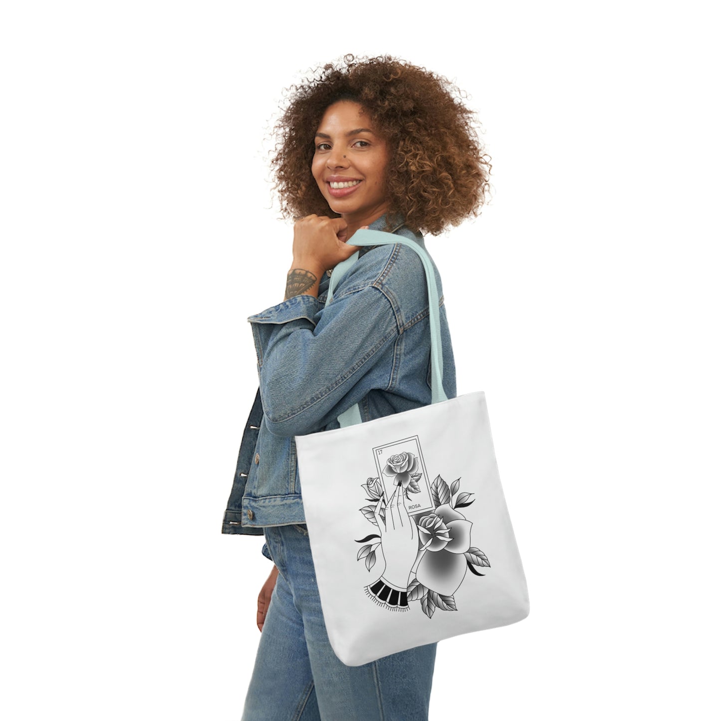 Rosa Card AOP Polyester Canvas Tote Bag