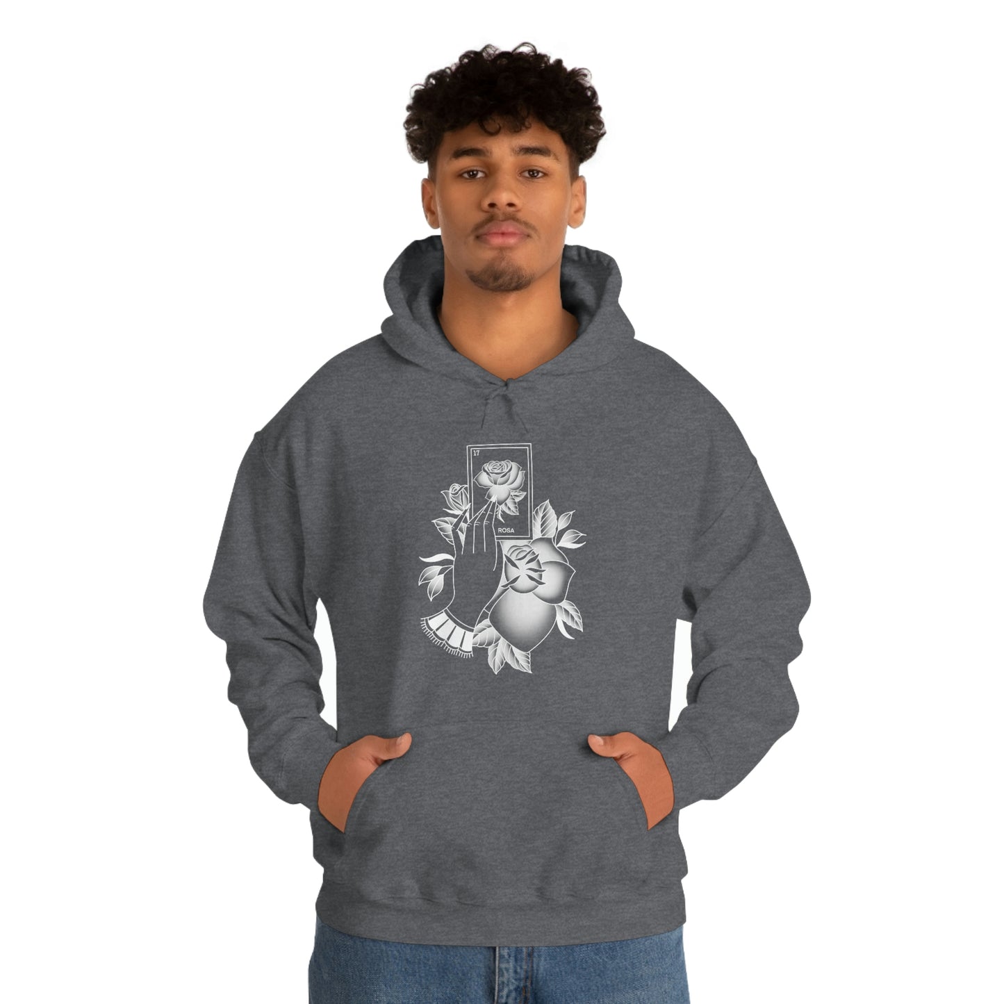 Rosa Card White Shaded Unisex Heavy Blend™ Hooded Sweatshirt