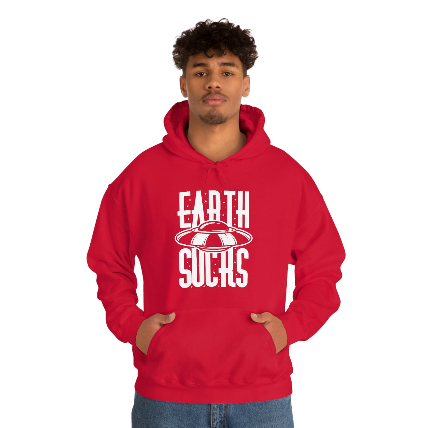 Earth Sucks White Font Unisex Heavy Blend™ Hooded Sweatshirt