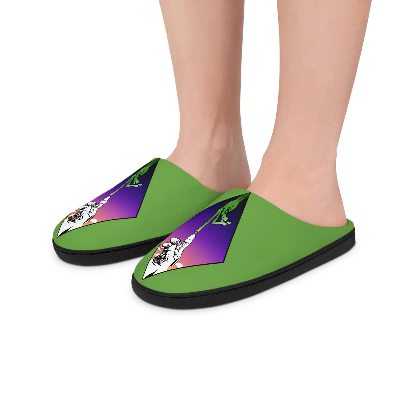 Light Green Alien hand Men's Indoor Slippers