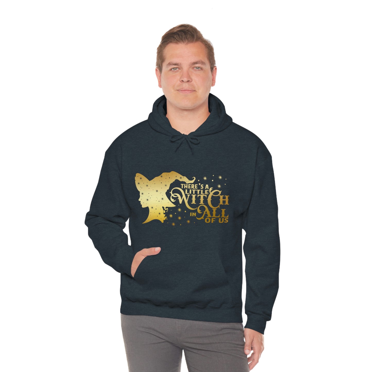 Witch In All of Us Gold Font Unisex Heavy Blend™ Hooded Sweatshirt