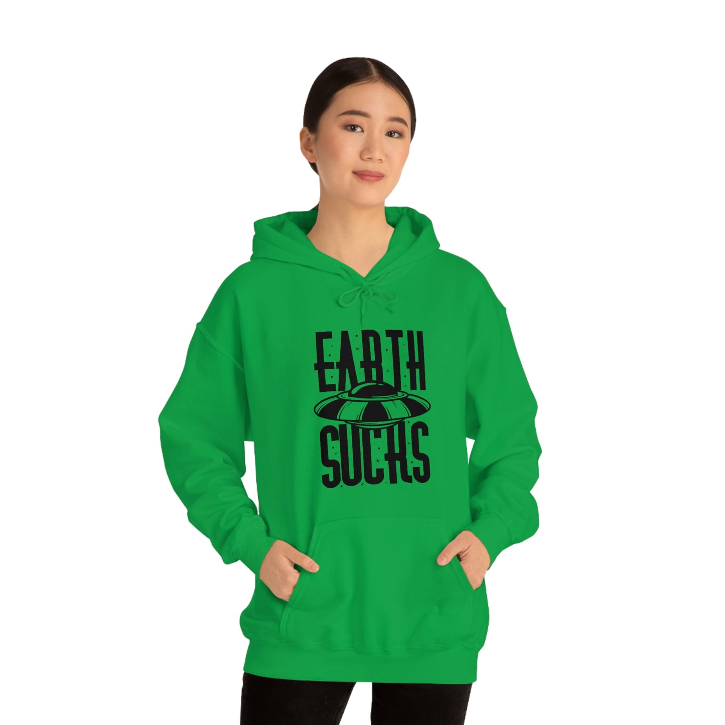 Earth Sucks Black Font Unisex Heavy Blend™ Hooded Sweatshirt