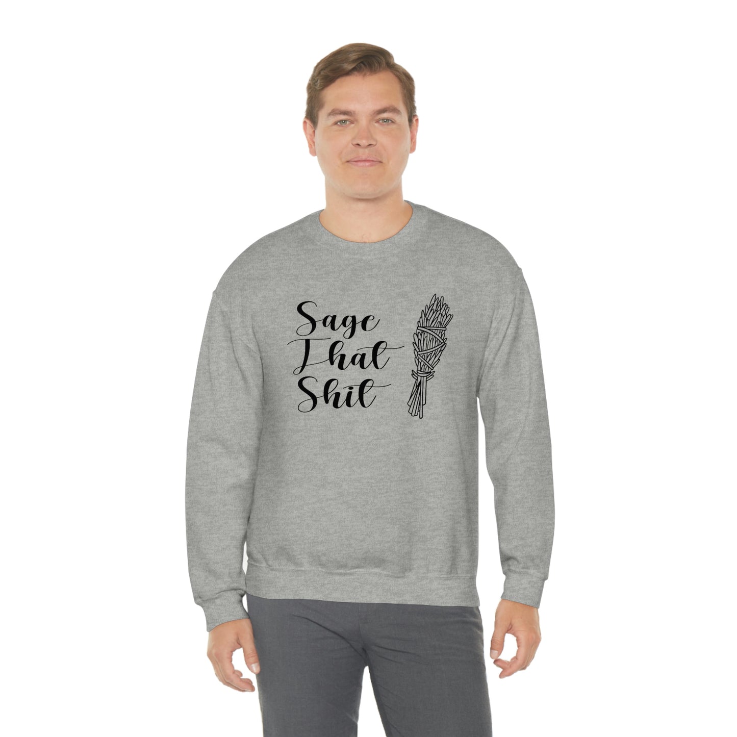 Sage That Black Font White unisex heavy blend crewneck sweatshirt