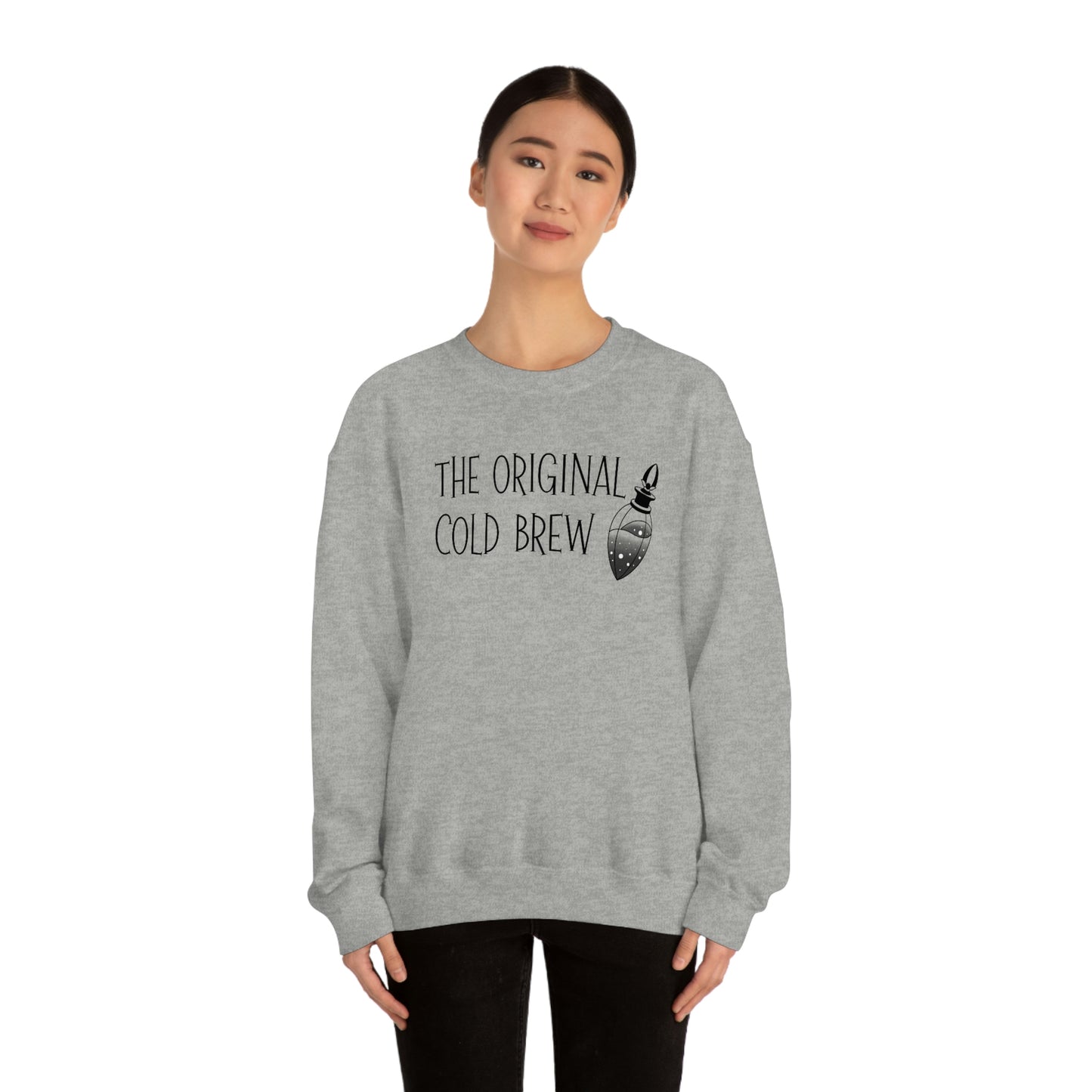 The Original Cold Brew Black Font White unisex heavy blend crewneck sweatshirt