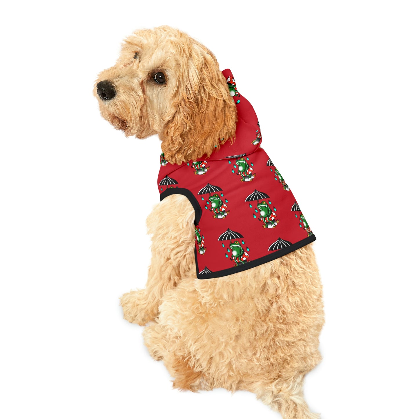 Rainy Day Frog Red Dog Hoodie