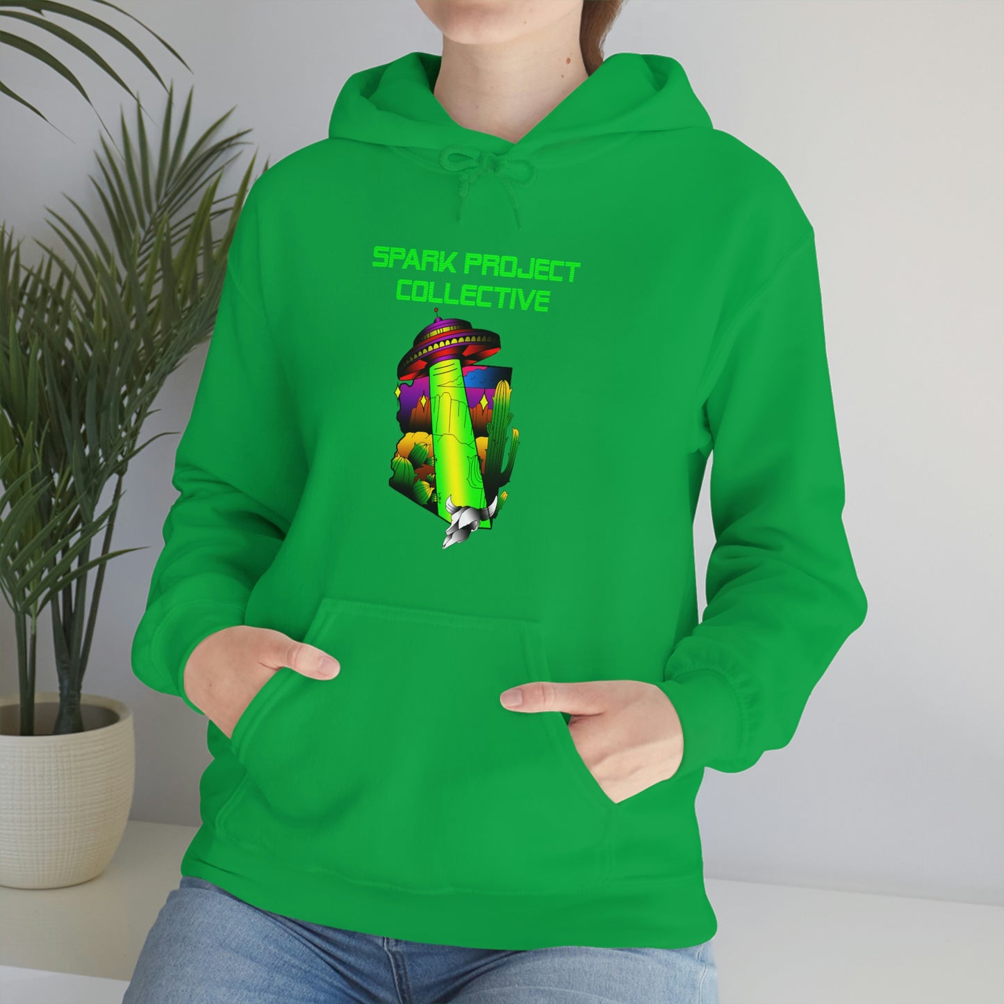 UFO Spark Green Font Unisex Heavy Blend™ Hooded Sweatshirt